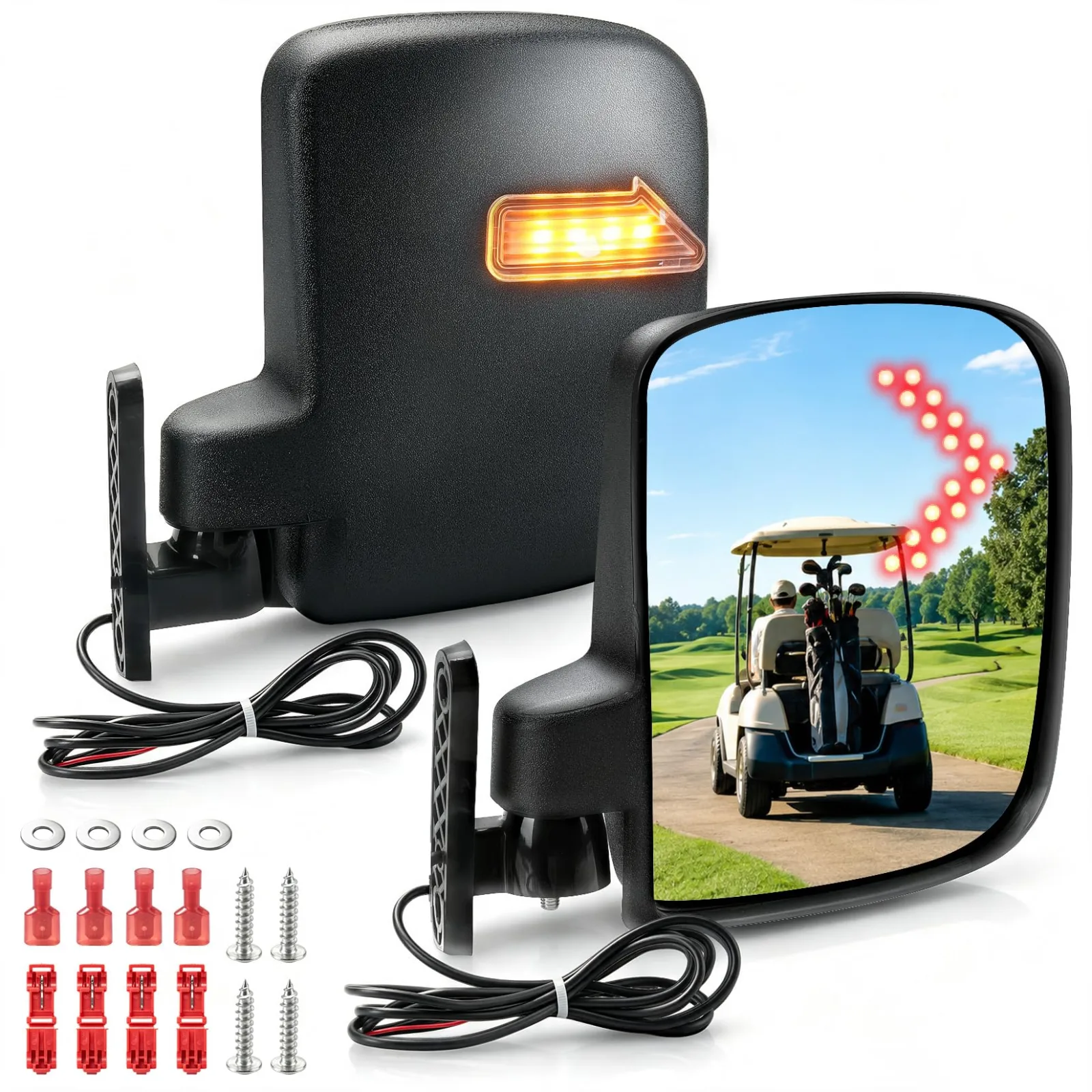 CartClan CT-0119 Golf Cart Side Mirror Kit with Signals