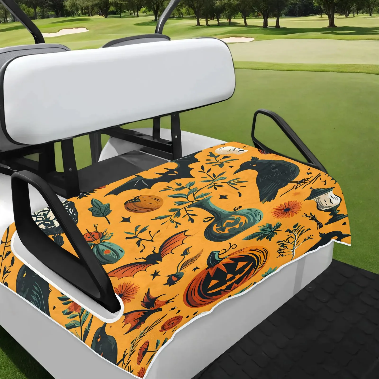 Tiveruda Halloween Pumpkin Owl Golf Cart Seat Cover