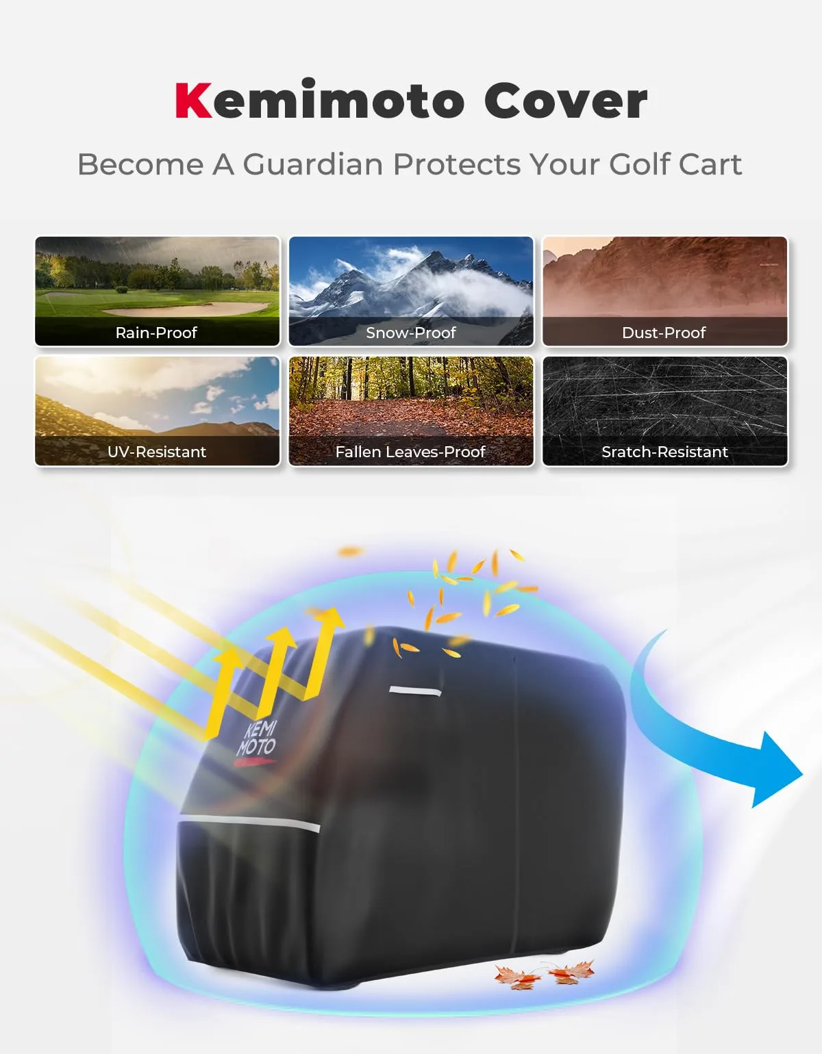 KEMIMOTO B1407 600D Golf Cart Cover for 2-4 Passengers image 2