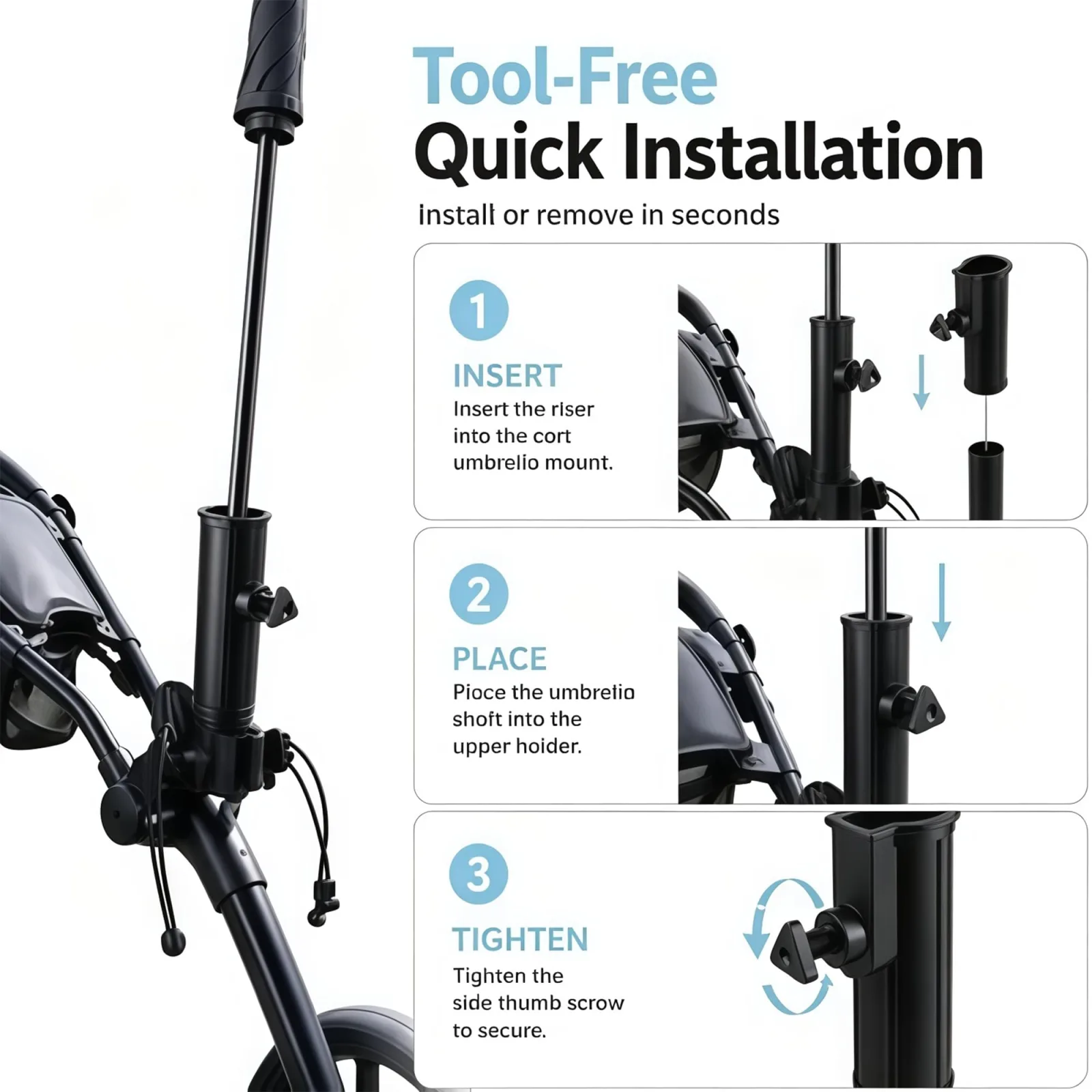 Generic Umbrella Holder Extension for MGI Zip Navigator image 2