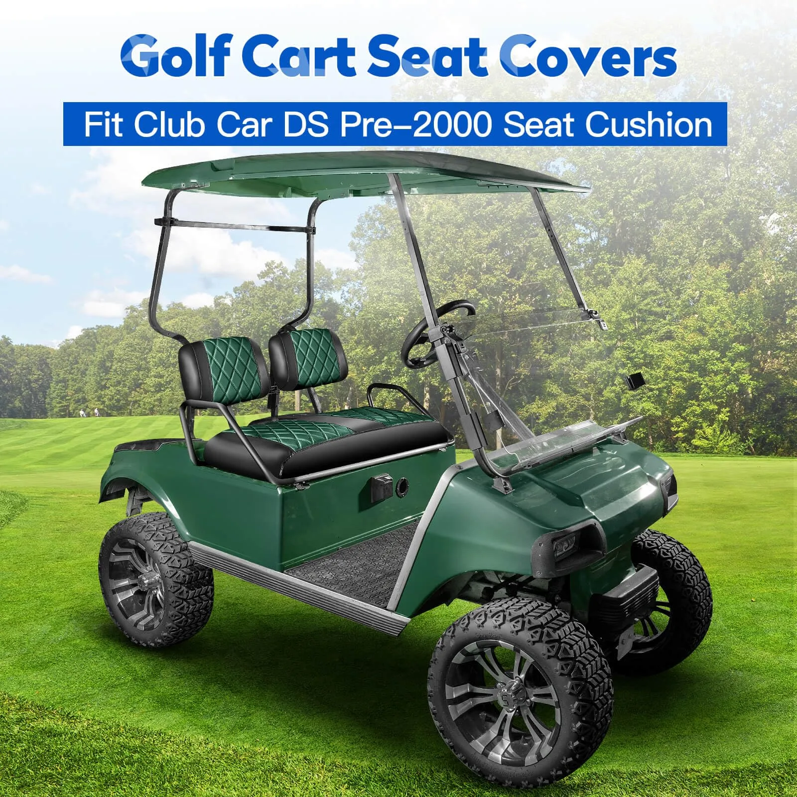 NOKINS NKSD-2-A1 Diamond Vinyl Front Seat Covers for Club Car DS image 2