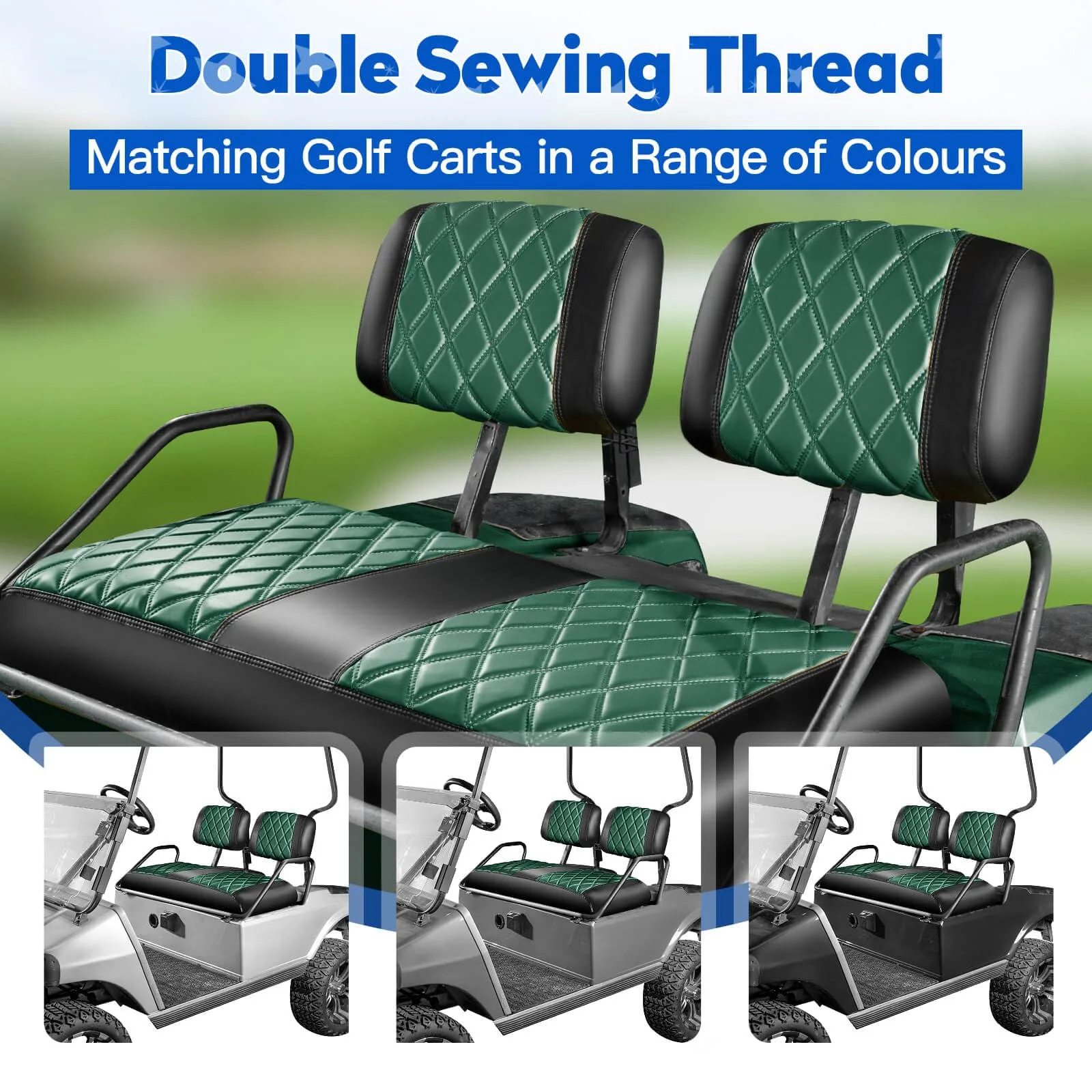 NOKINS NKSD-2-A1 Diamond Vinyl Front Seat Covers for Club Car DS image 3