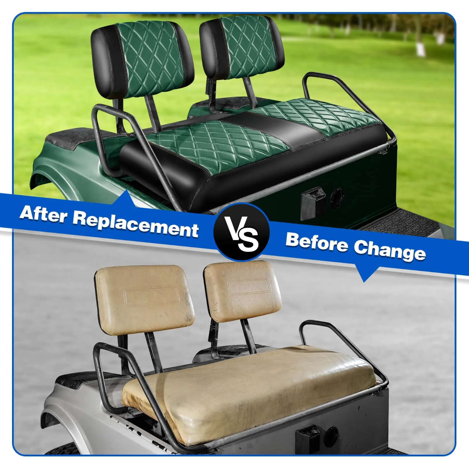NOKINS NKSD-2-A1 Diamond Vinyl Front Seat Covers for Club Car DS image 4