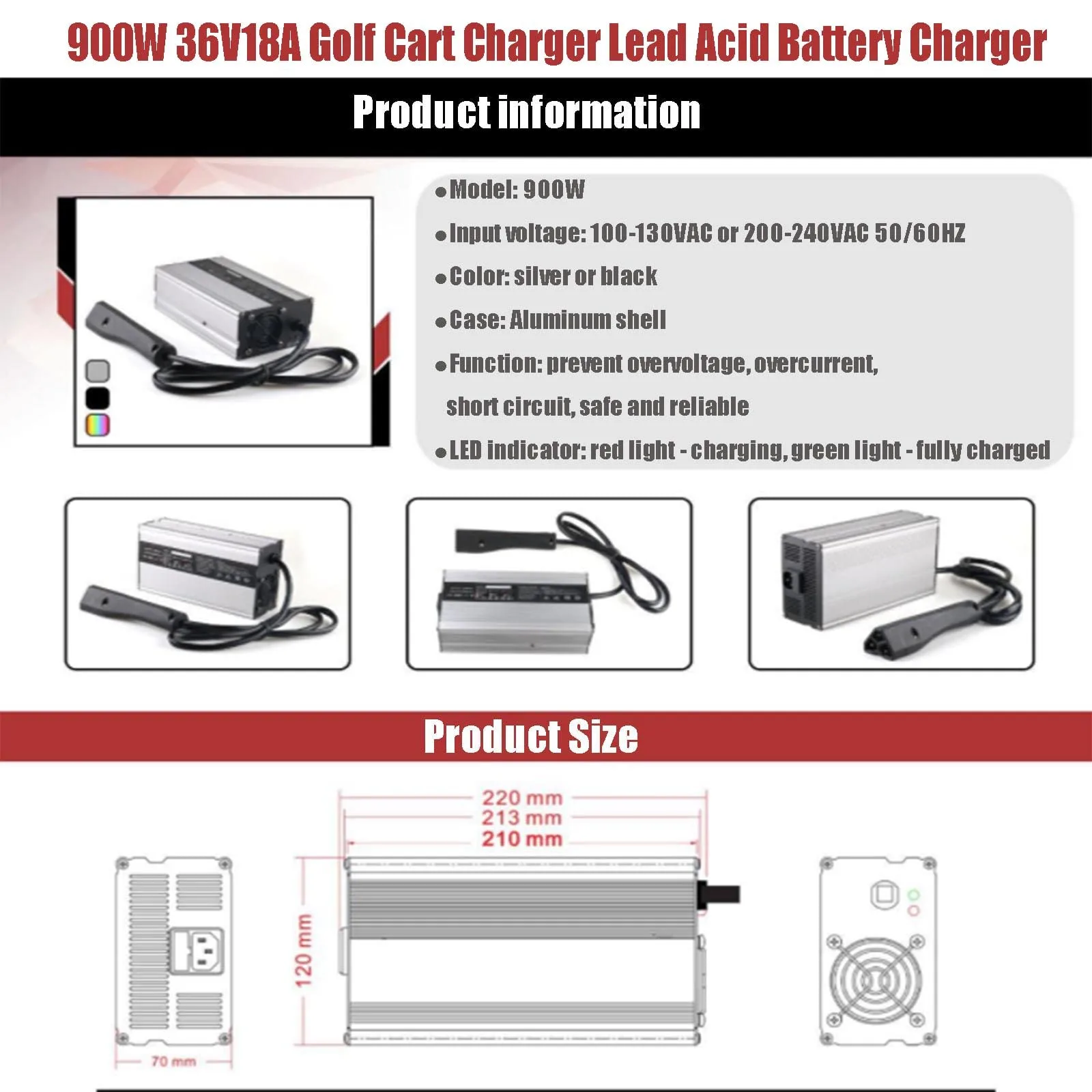 WYSWDJ 36V 18A Golf Cart Battery Charger image 2