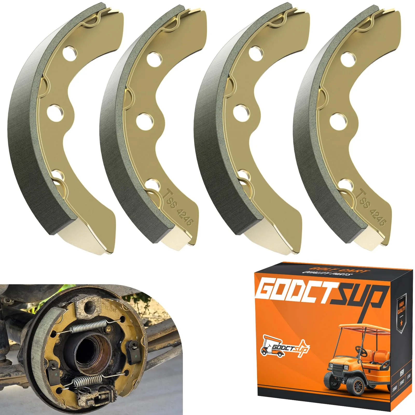 GODCTSUP Golf Cart Brake Shoes Kit for Club Car, EZGO & Yamaha
