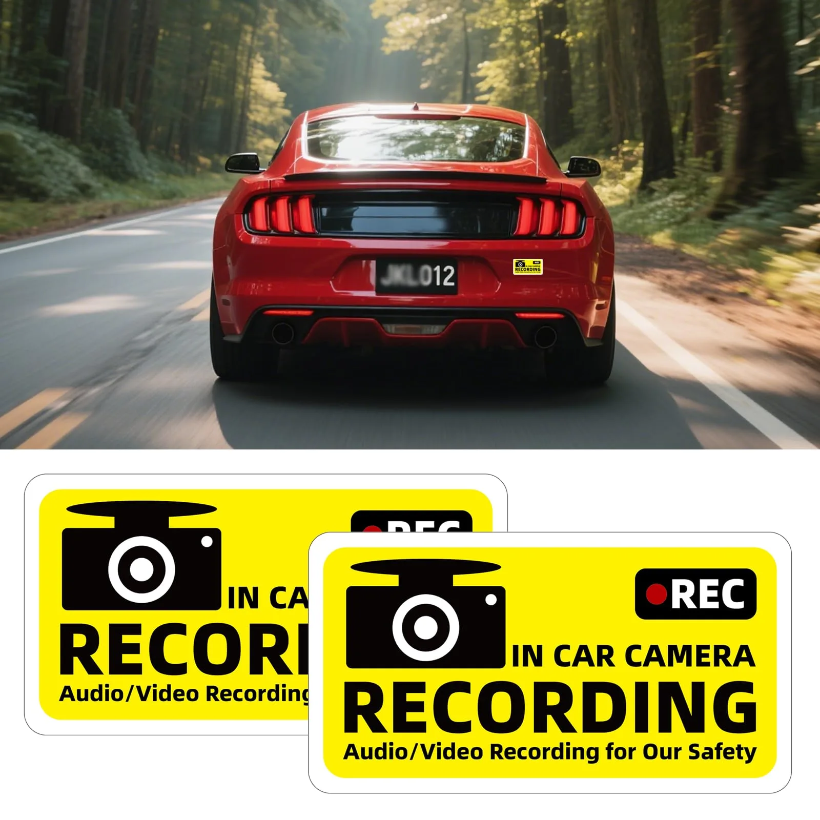 Roykaw Dash Cam Recording Warning Stickers image 2