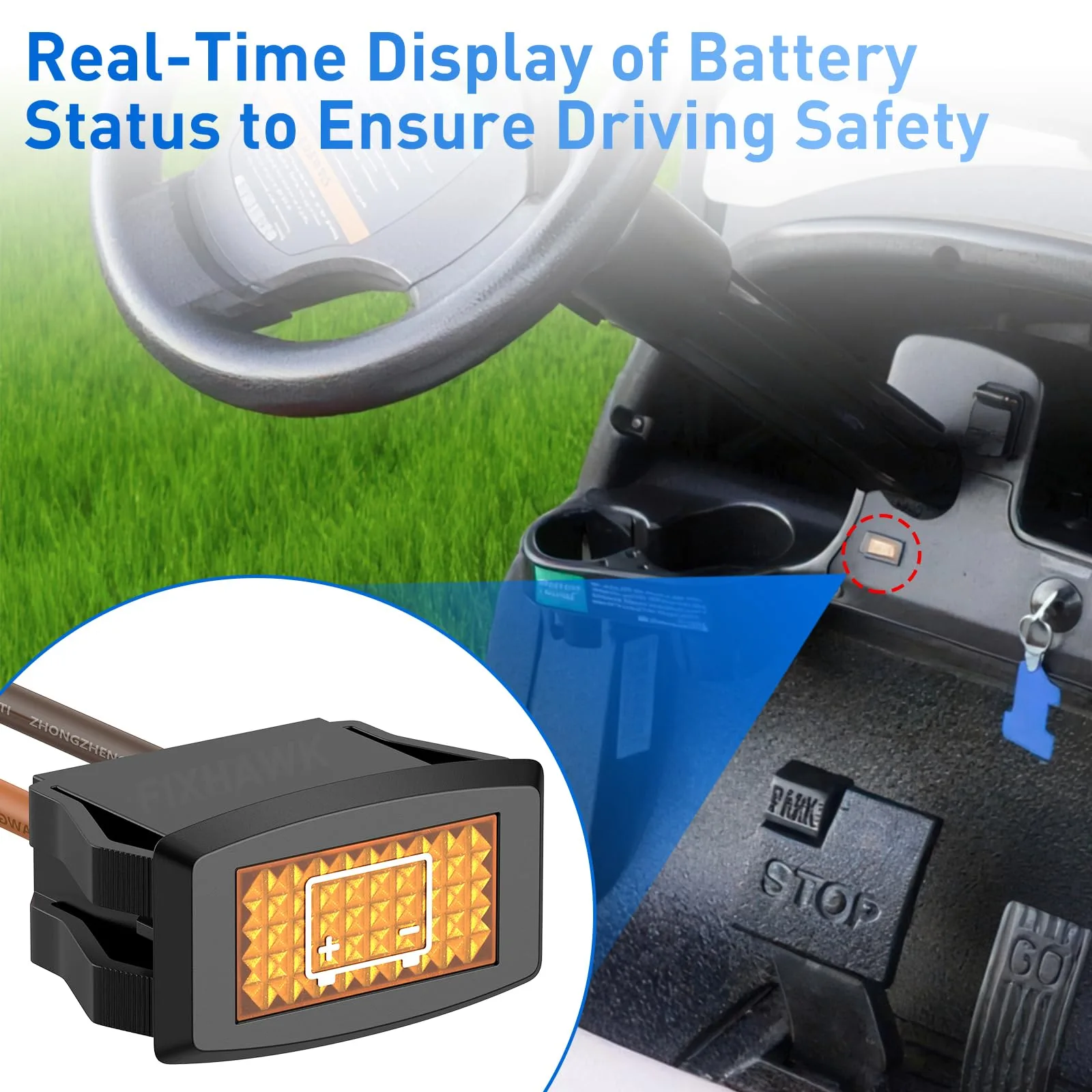 FIXHAWK 48V Battery Warning Light for Club Car Precedent image 2