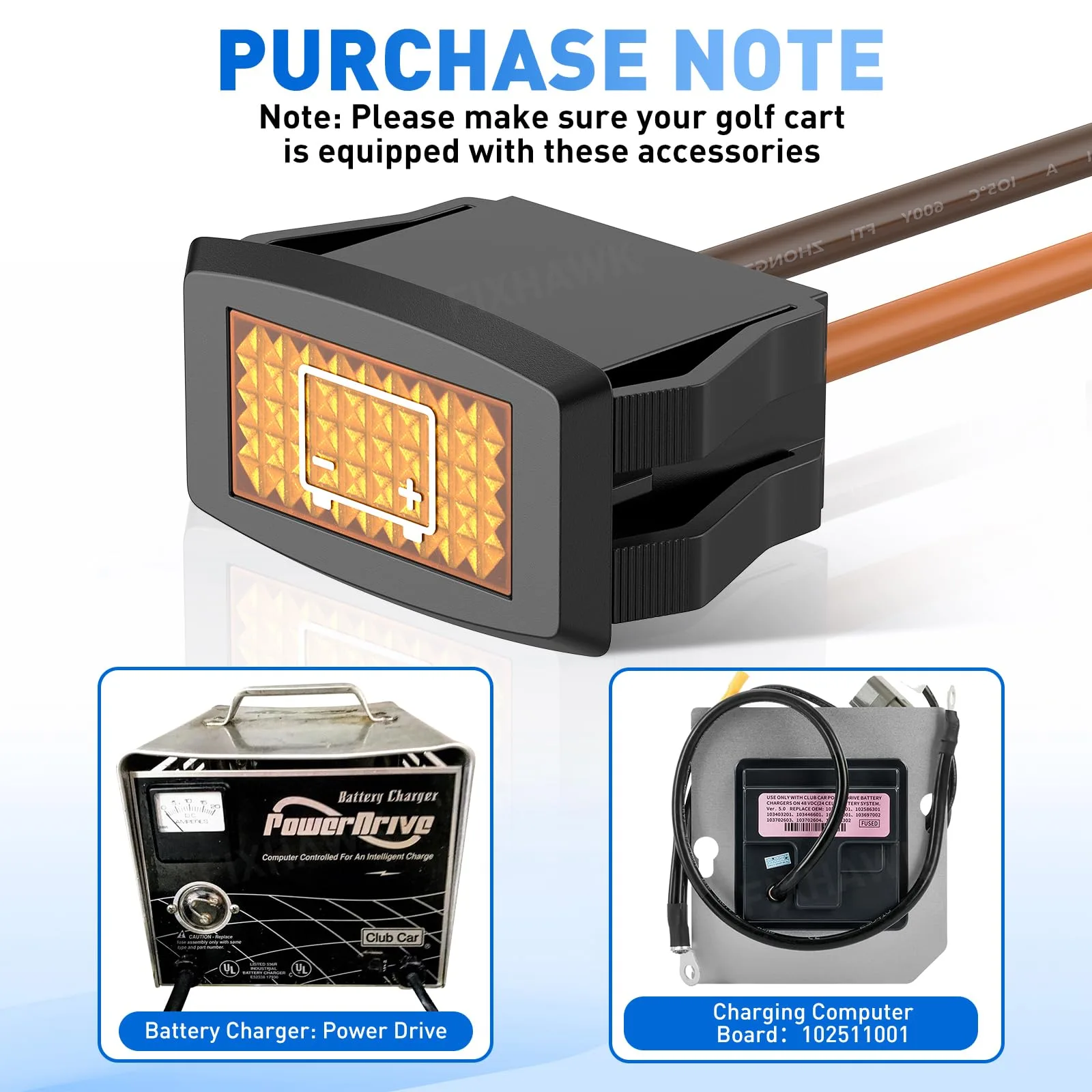 FIXHAWK 48V Battery Warning Light for Club Car Precedent image 4