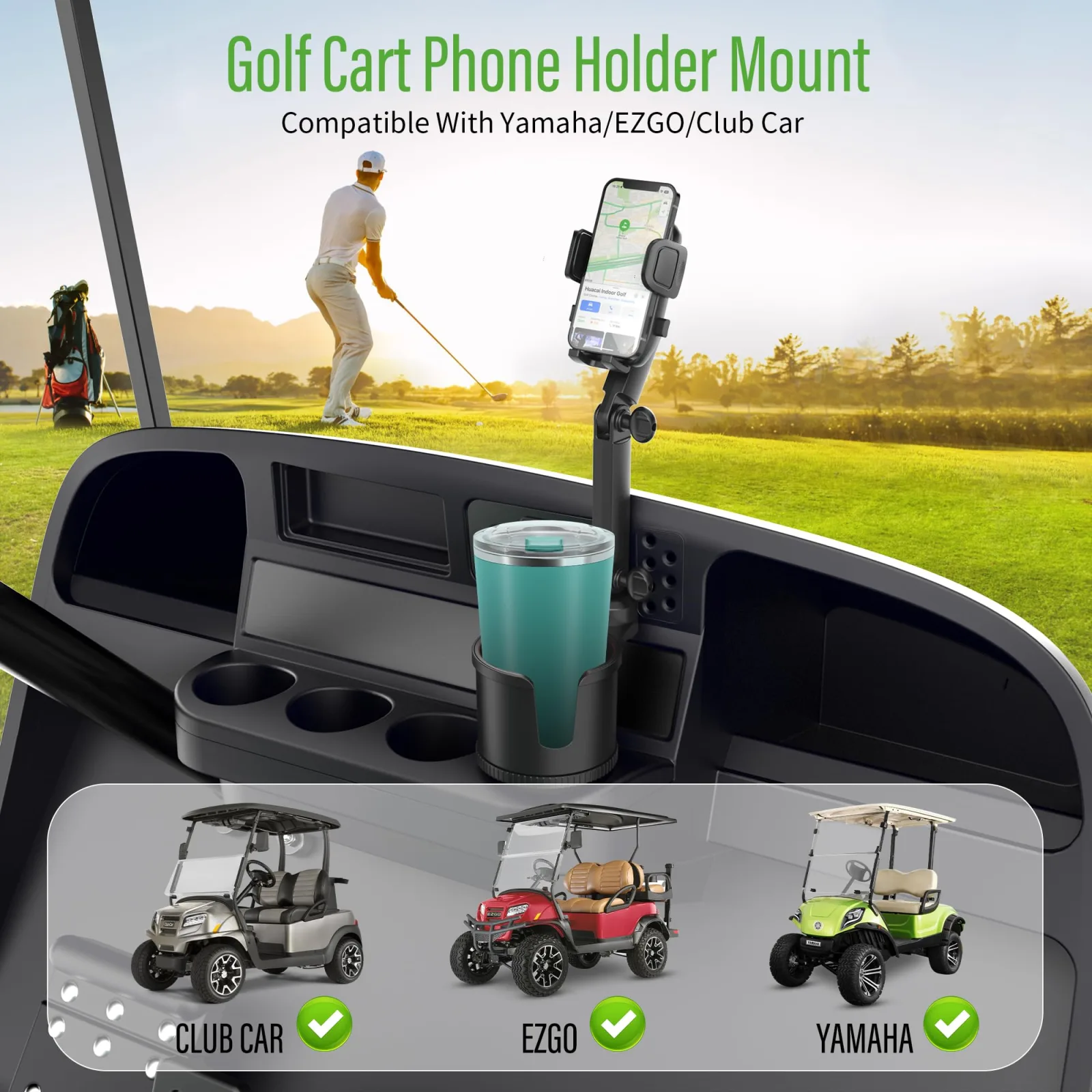 10L0L H8-C04 Golf Cart Cup Holder Phone Mount image 4