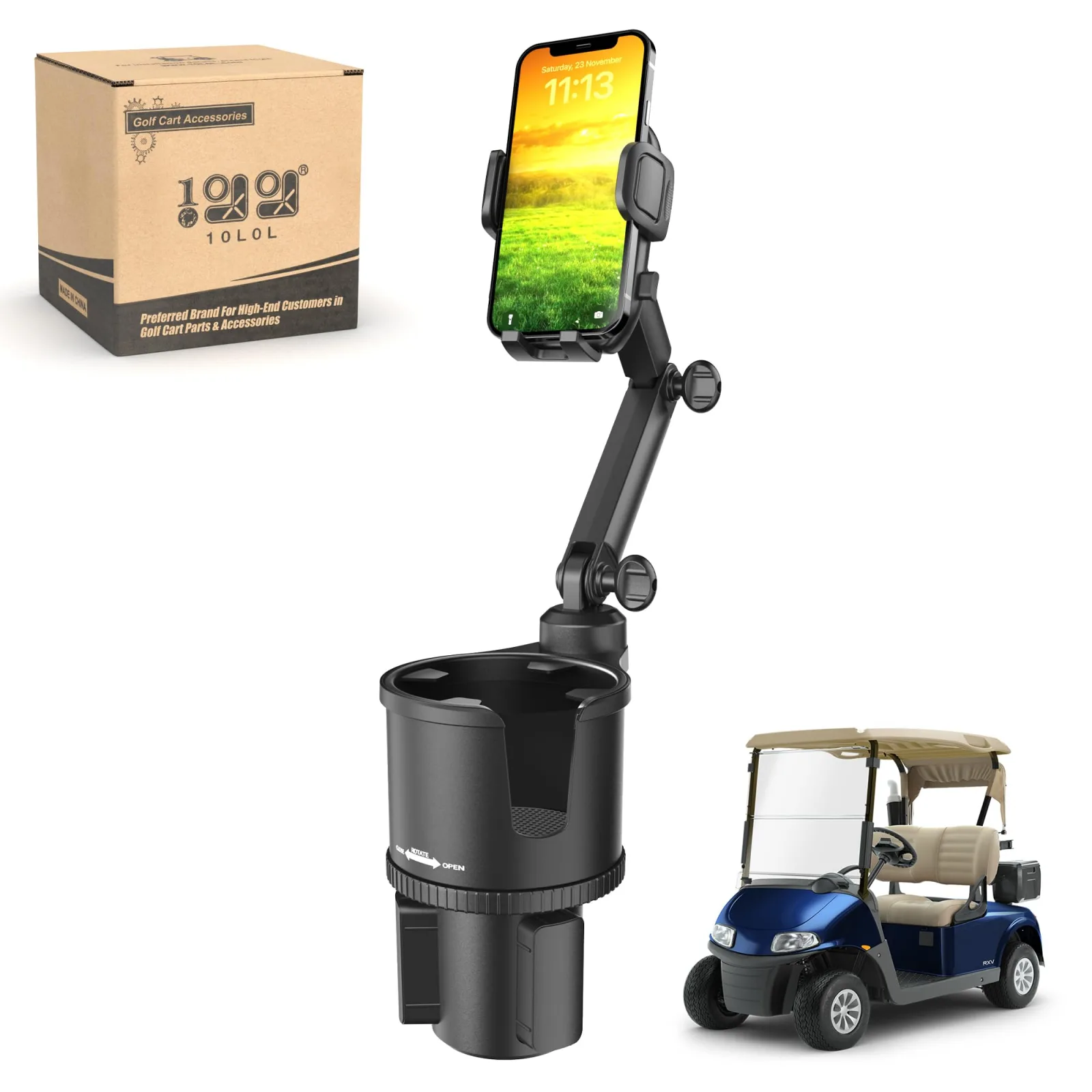 10L0L H8-C04 Golf Cart Cup Holder Phone Mount