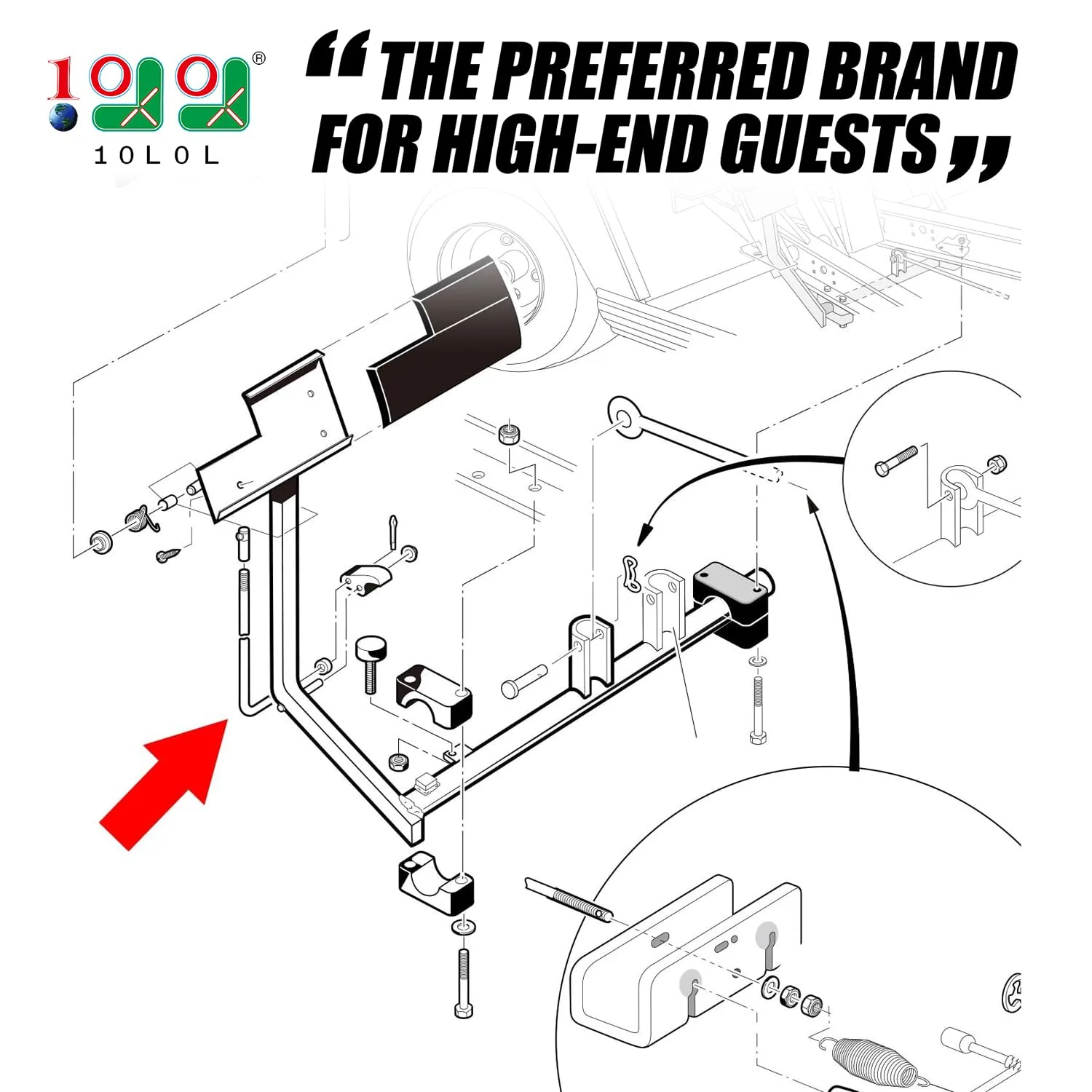 10L0L Parking Brake Latch Kit for Club Car DS Carryall image 2