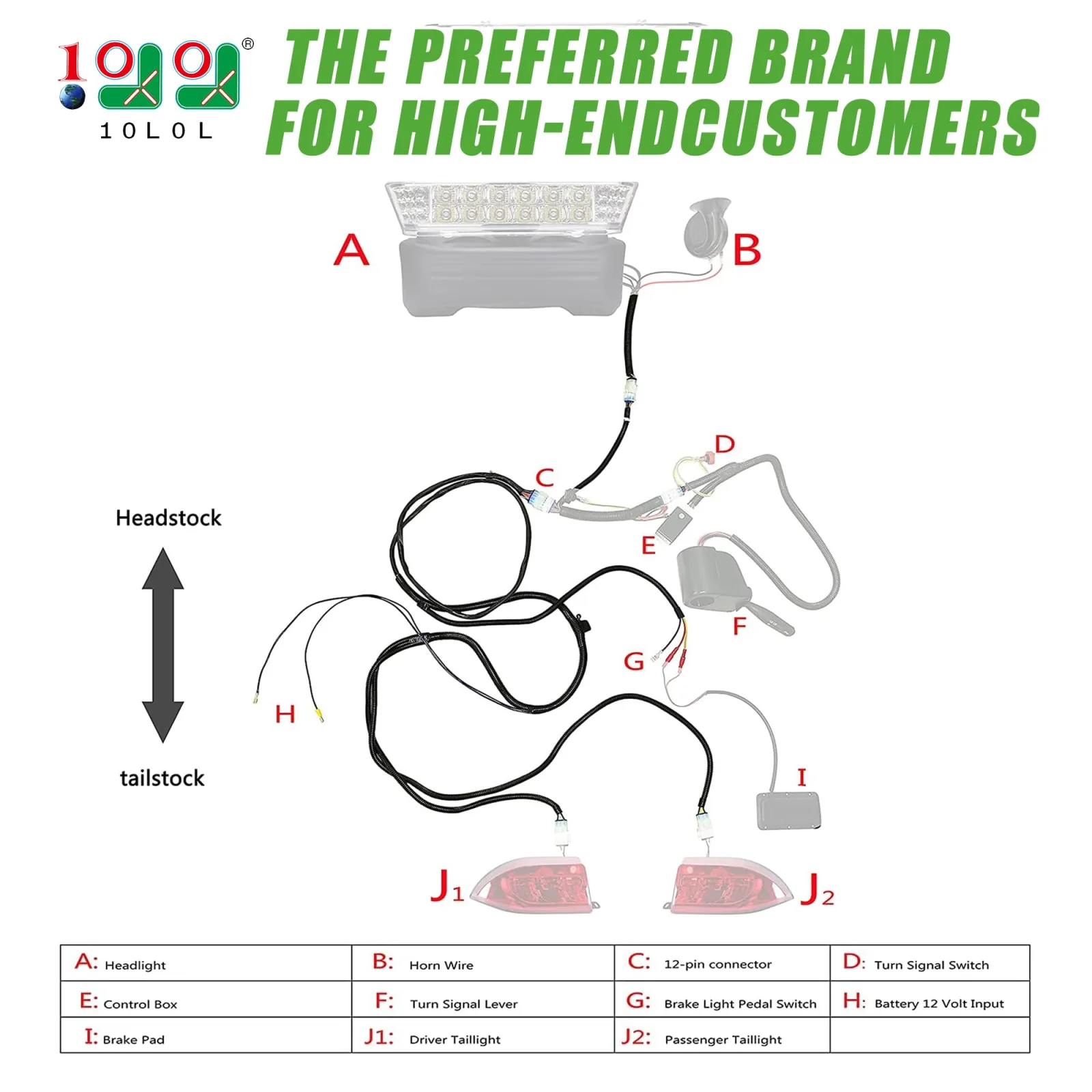 10L0L 12V Bucket Harness for Club Car Precedent image 2