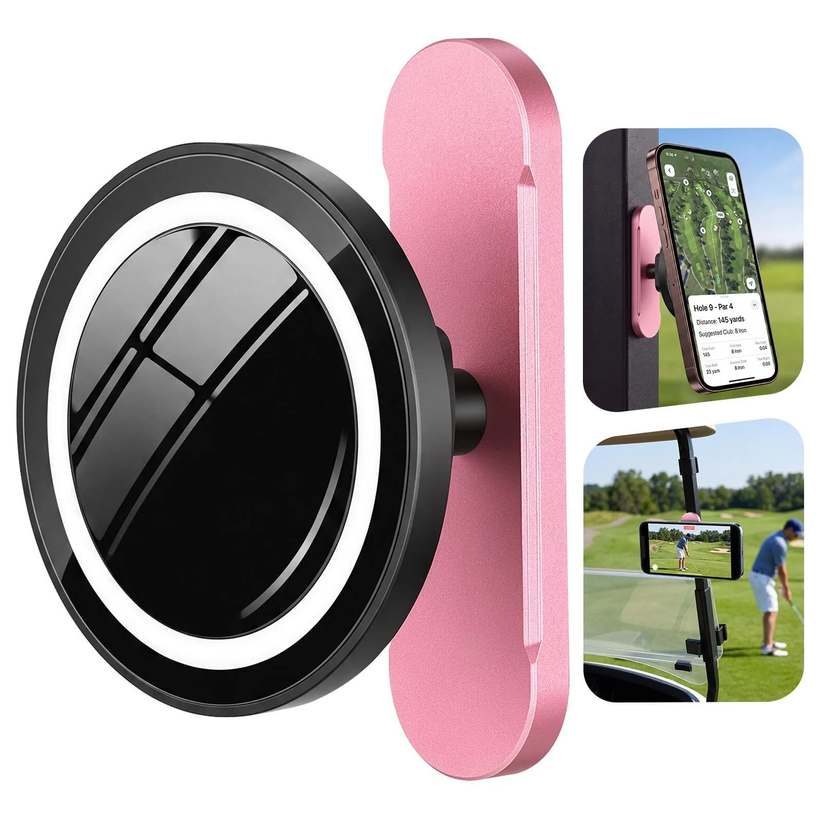 Saysurey Magnetic Rotatable Golf Cart Phone Holder FAS2519 (Pink)