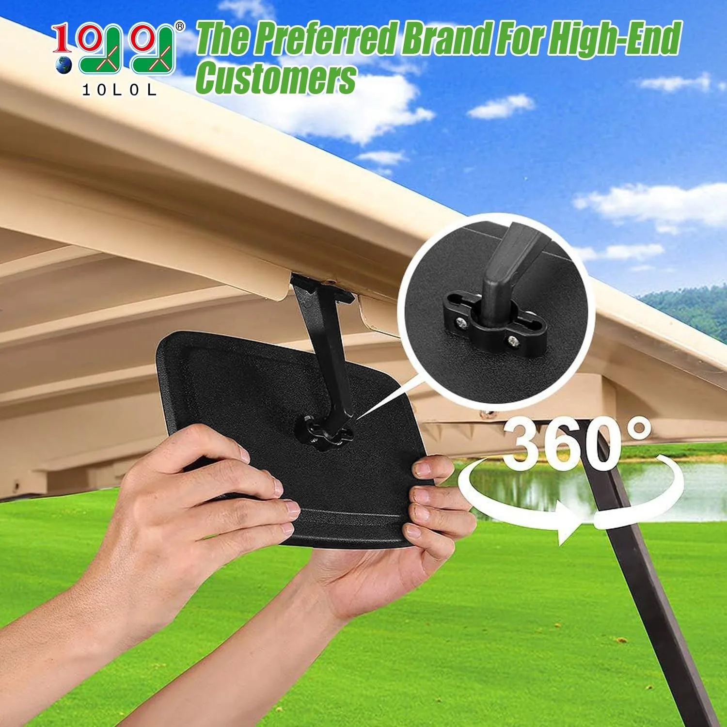 10L0L Universal Golf Cart Convex Rear View Mirror image 2