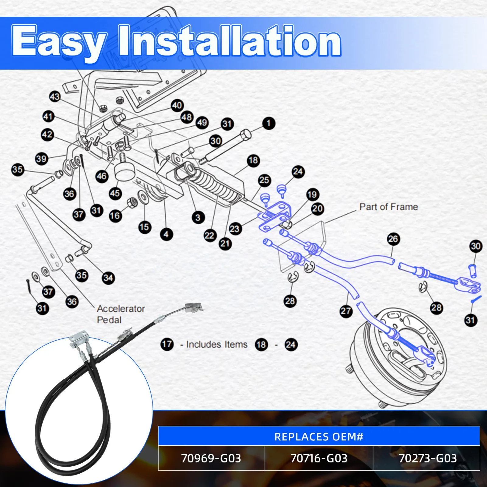 Mixopoly Brake Cable Kit for E-Z-GO TXT/Medalist image 3