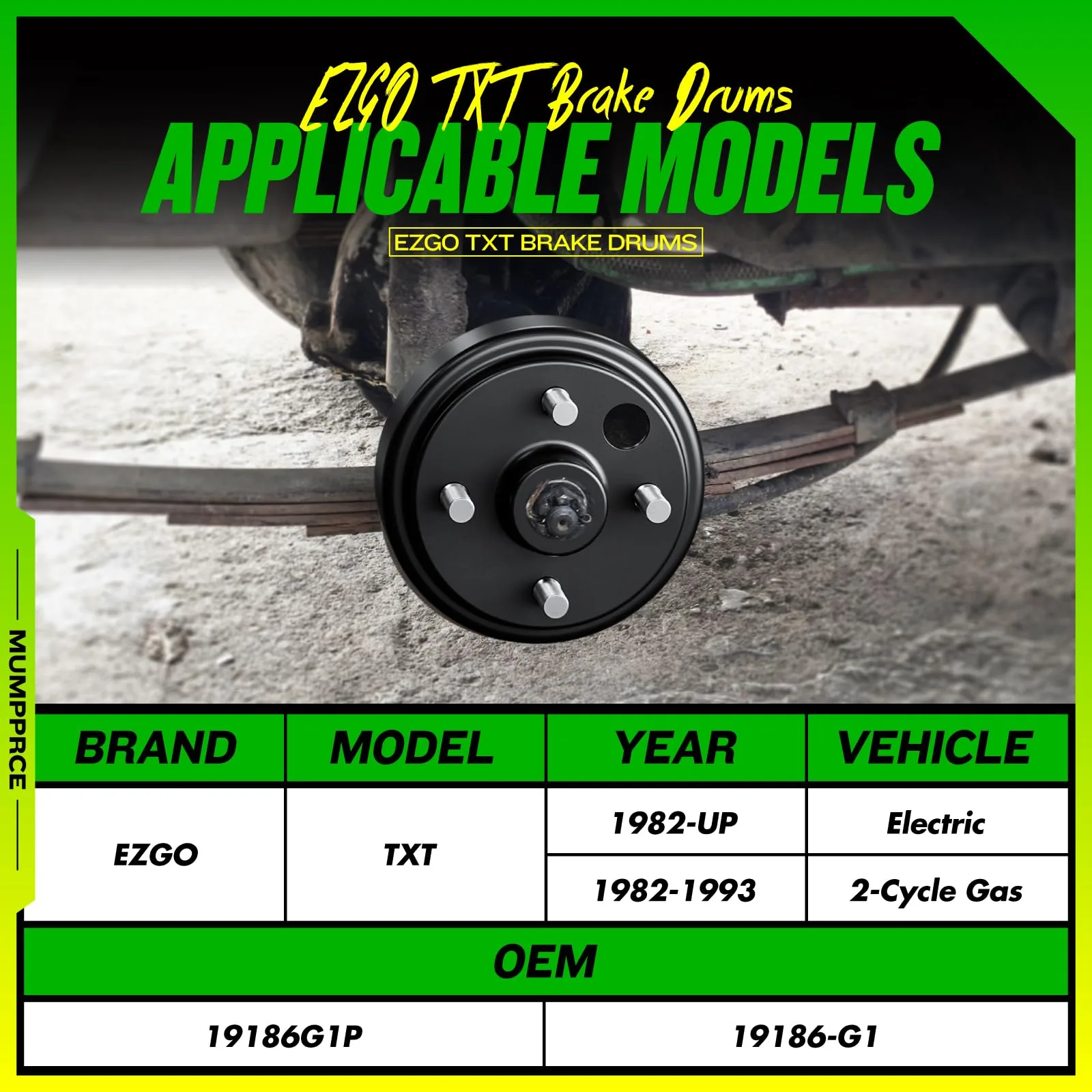 MUMPPRCE E-Z-GO Rear Axle Shaft & Brake Drum Kit image 2