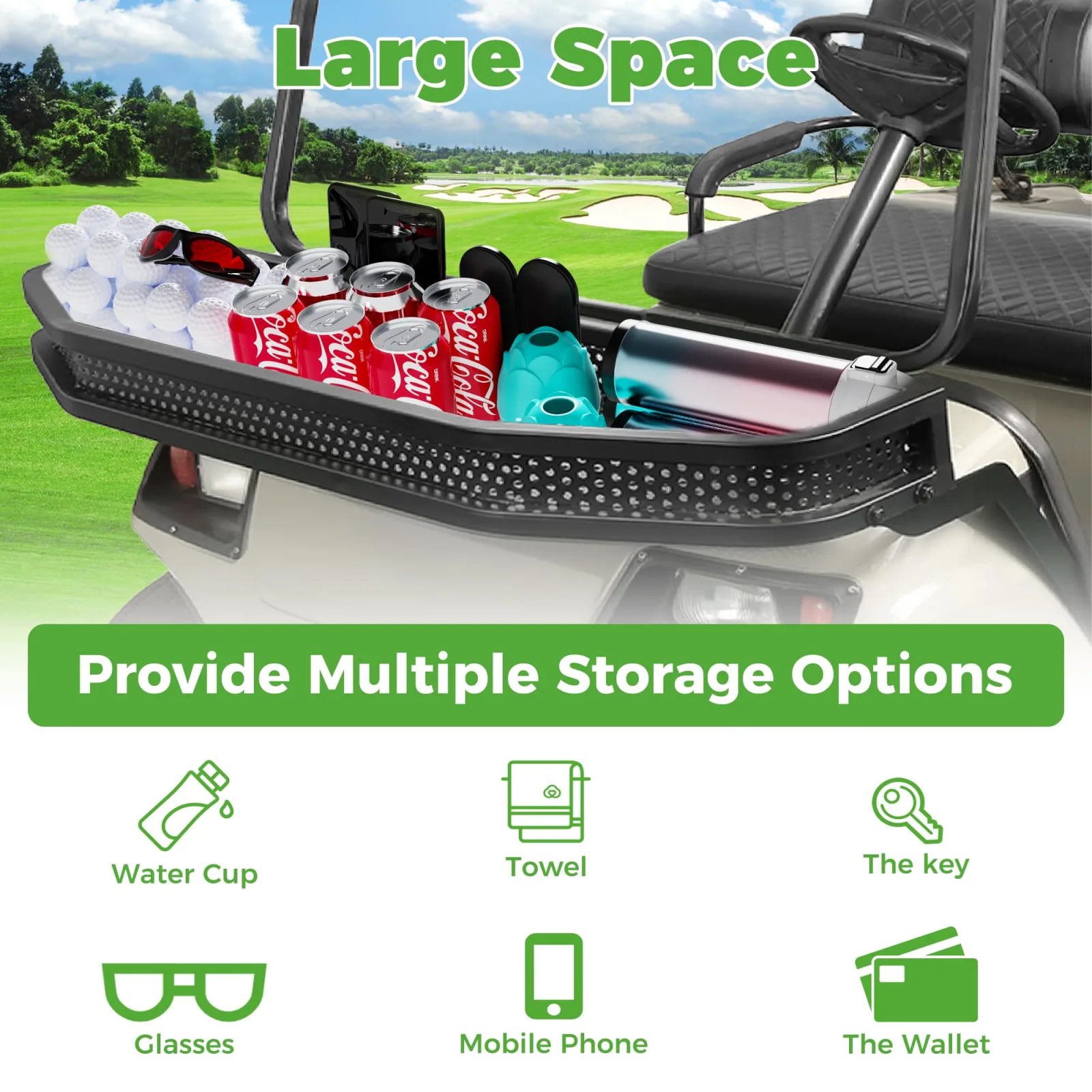 10L0L Front Cargo Basket for EZGO, Club Car, Yamaha image 3
