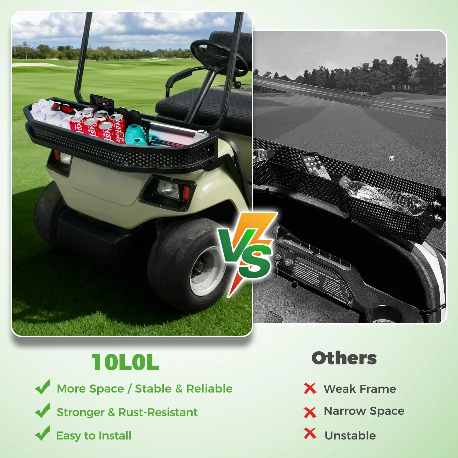 10L0L Front Cargo Basket for EZGO, Club Car, Yamaha image 4