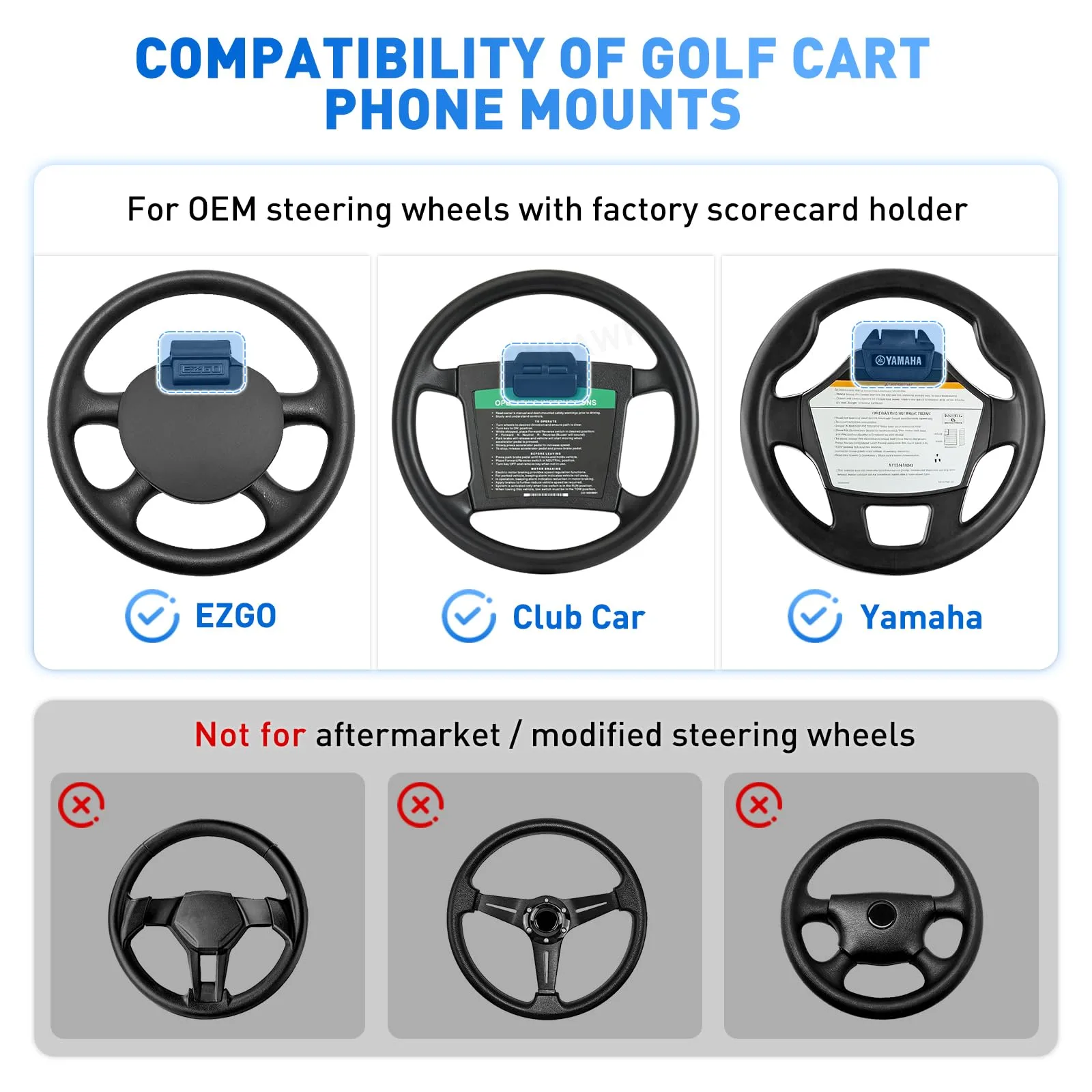 FIXHAWK Golf Cart Steering Wheel Phone Mount FK-0066 image 3