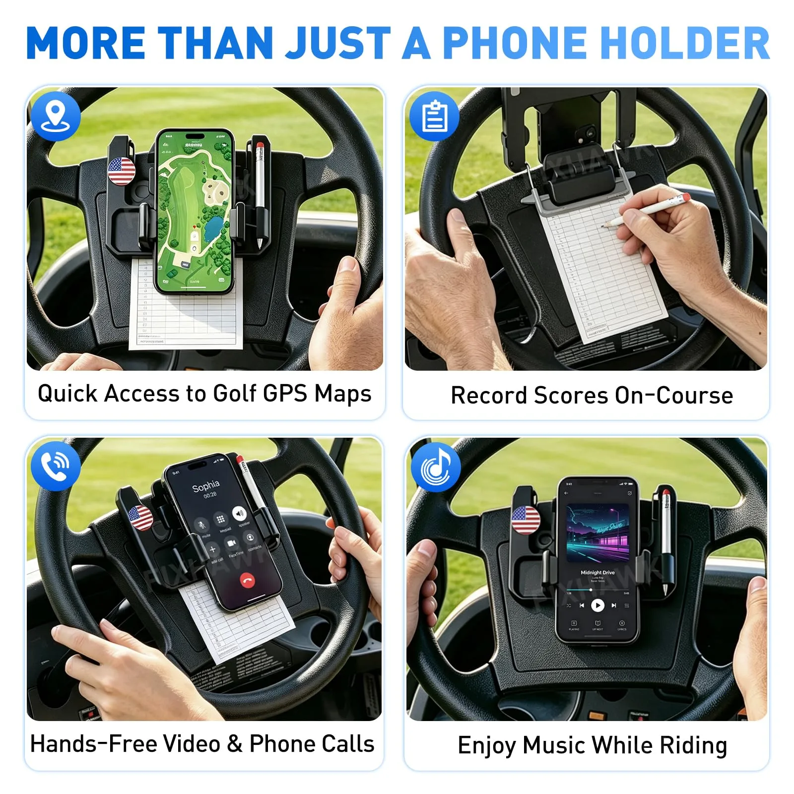 FIXHAWK Golf Cart Steering Wheel Phone Mount FK-0066 image 4