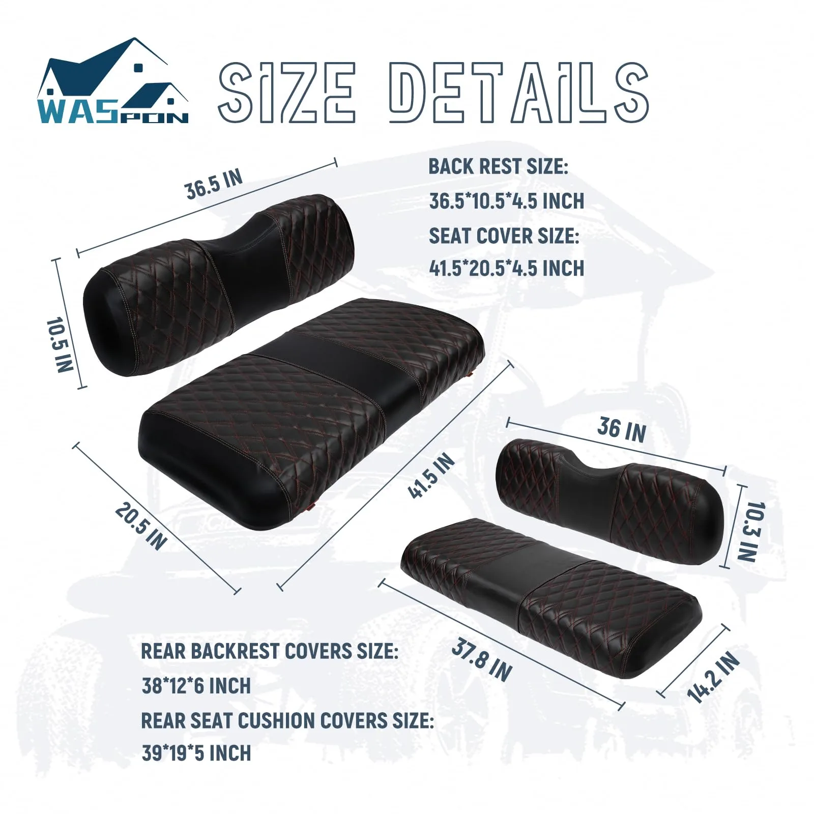 SHUNCHENXIANG Golf Cart Front and Rear Seat Covers image 2