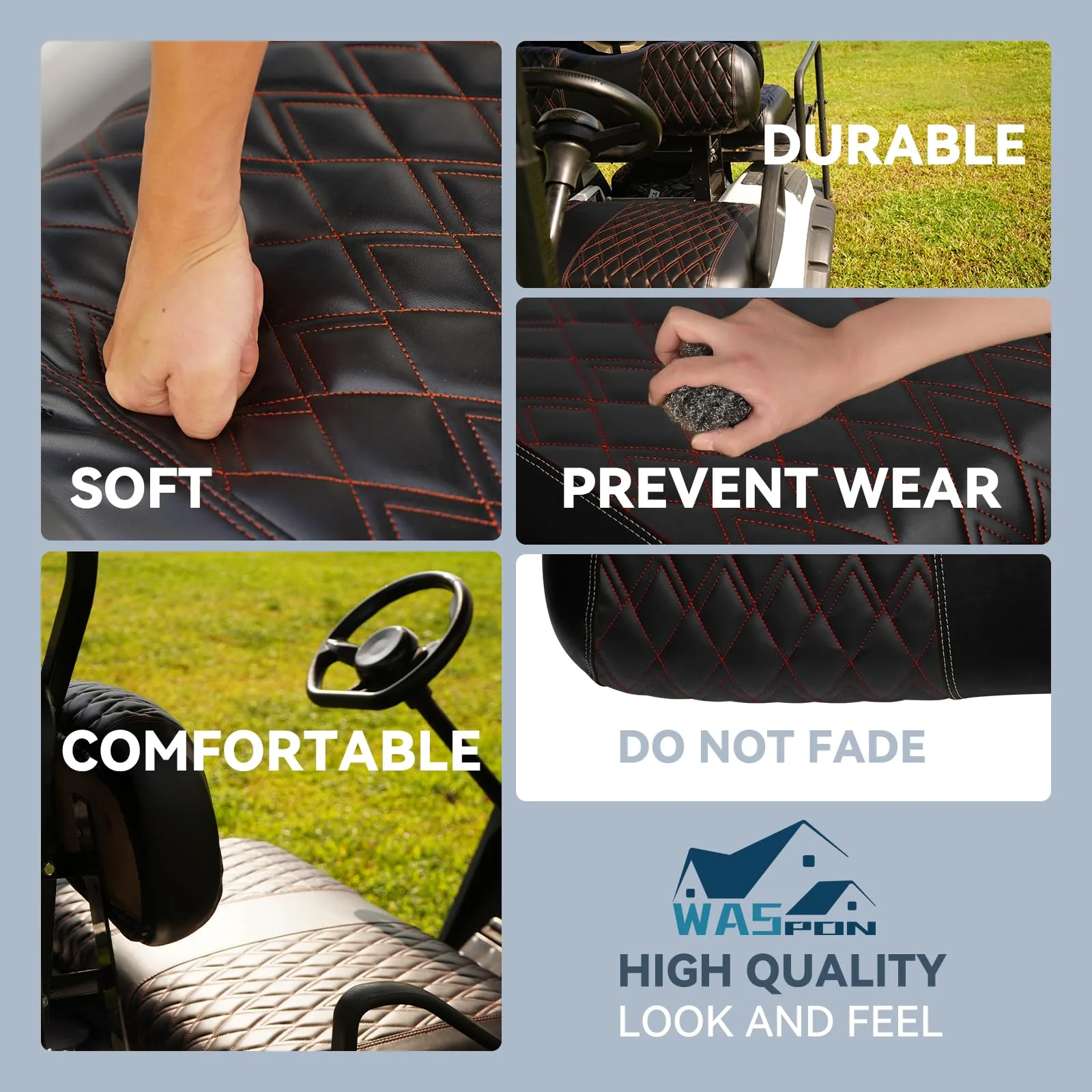 SHUNCHENXIANG Golf Cart Front and Rear Seat Covers image 3