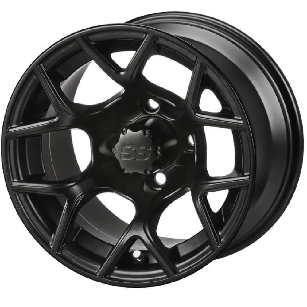 LSI Ninja 12x7 Matte Black Golf Cart Wheel Set 108955FS image 2