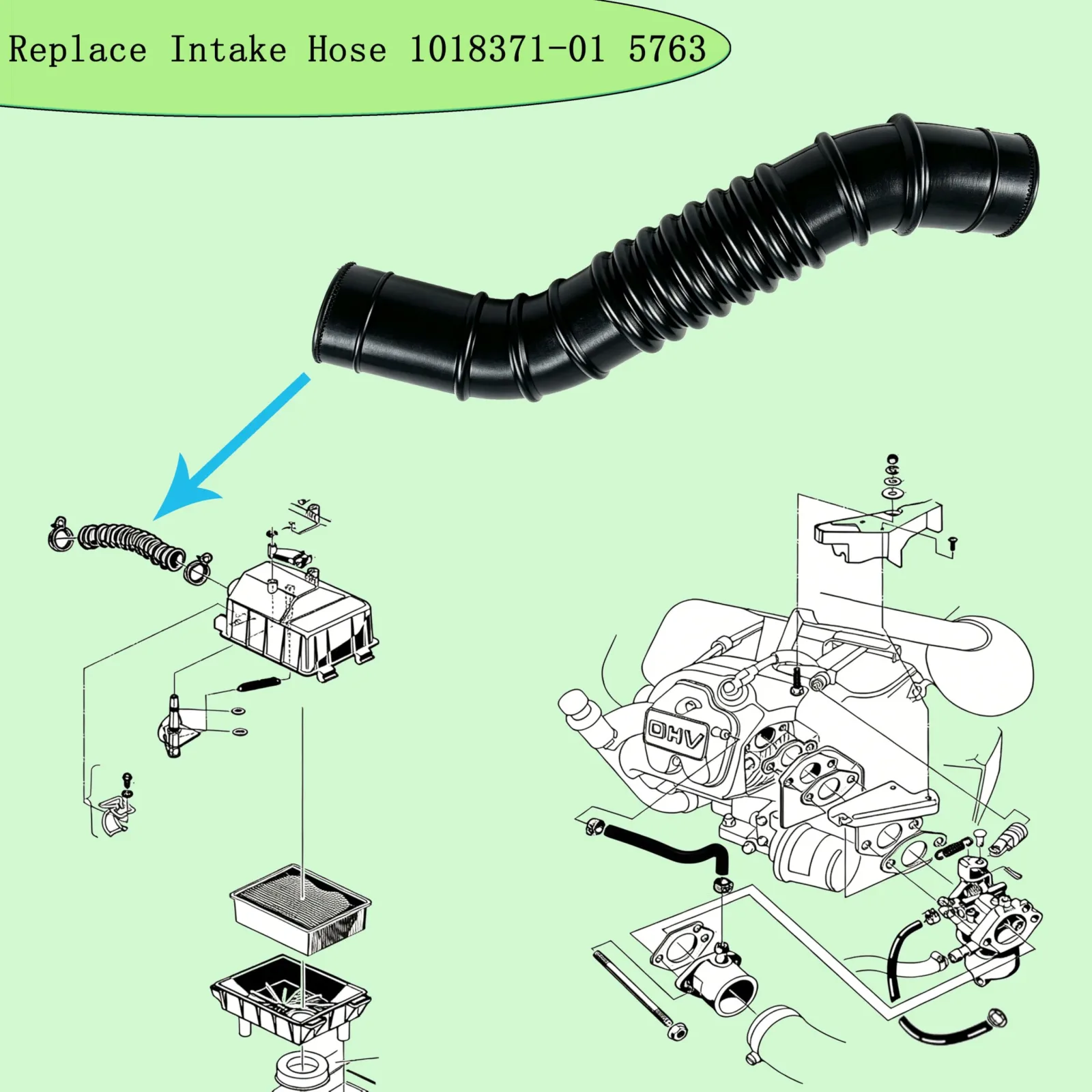 XCLGFT Intake Hose 1018371-01 / 5763 for Club Car DS 1998-2000 image 3