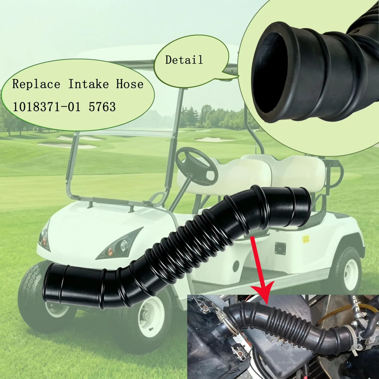 XCLGFT Intake Hose 1018371-01 / 5763 for Club Car DS 1998-2000 image 4