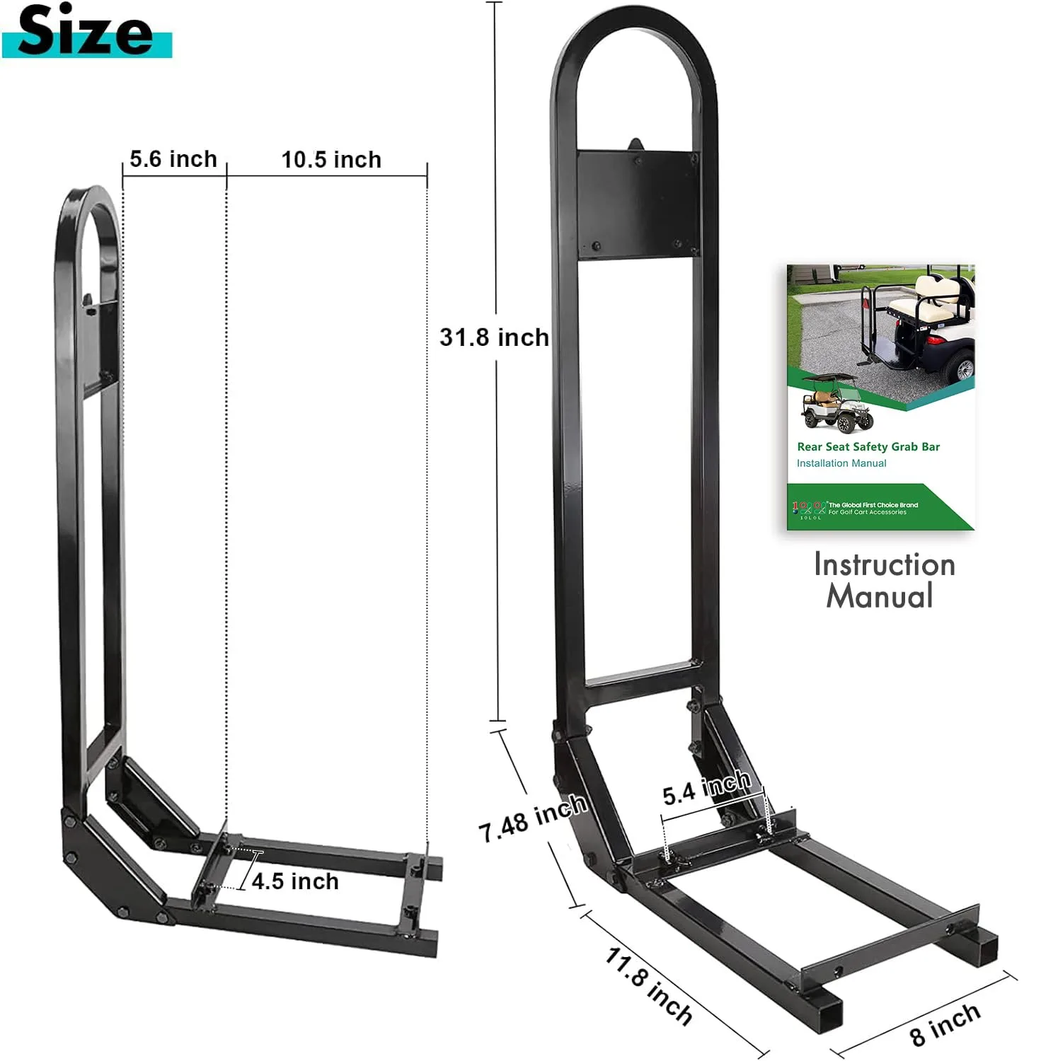10L0L Universal Golf Cart Rear Safety Grab Bar image 2