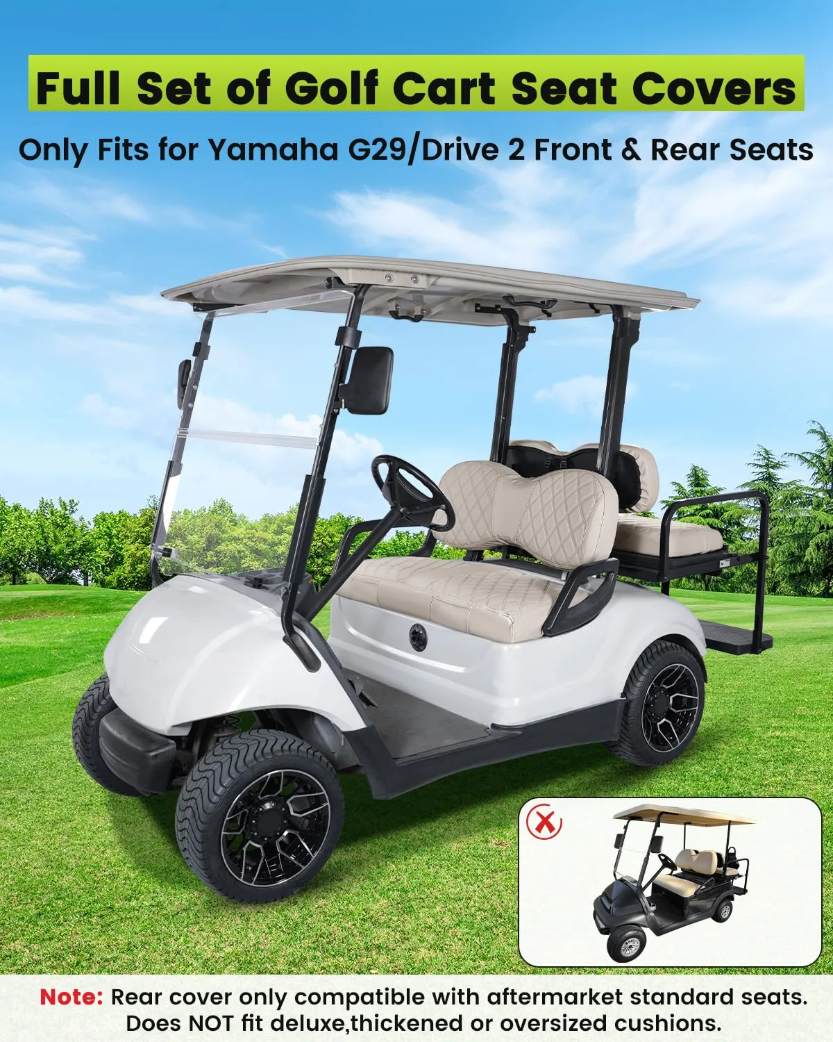 WEIMELL Seat Covers for Yamaha G29/Drive 2, Beige image 2
