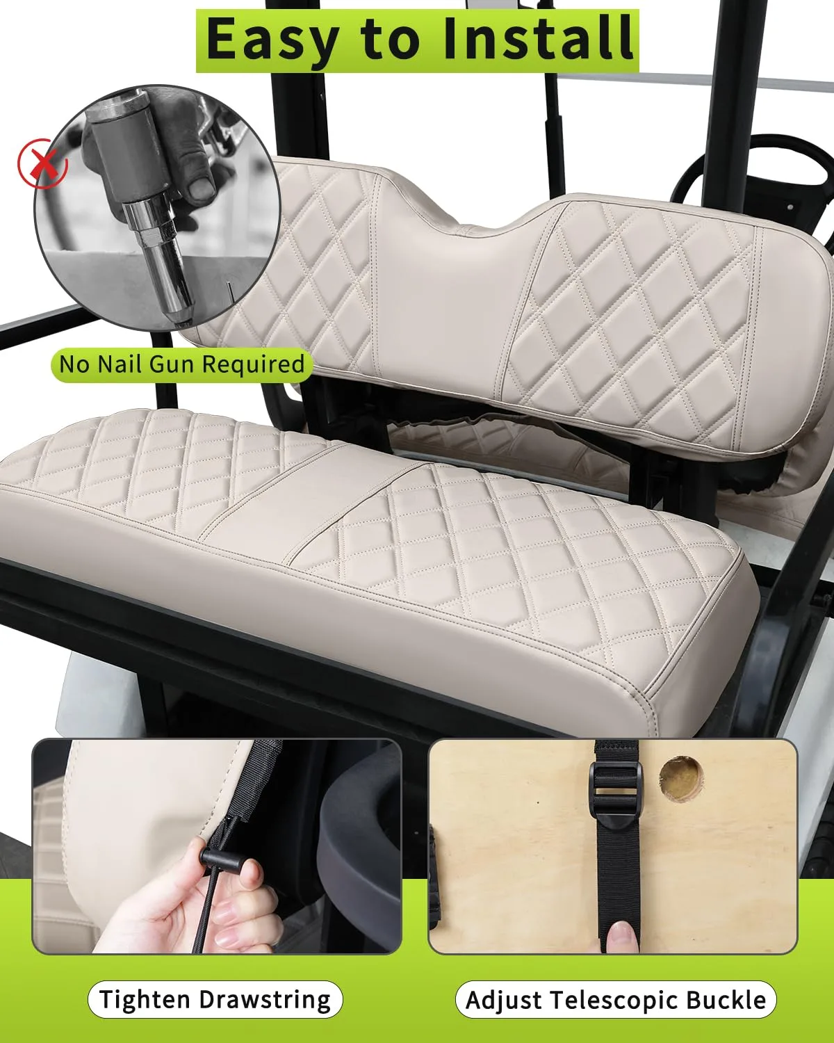 WEIMELL Seat Covers for Yamaha G29/Drive 2, Beige image 4