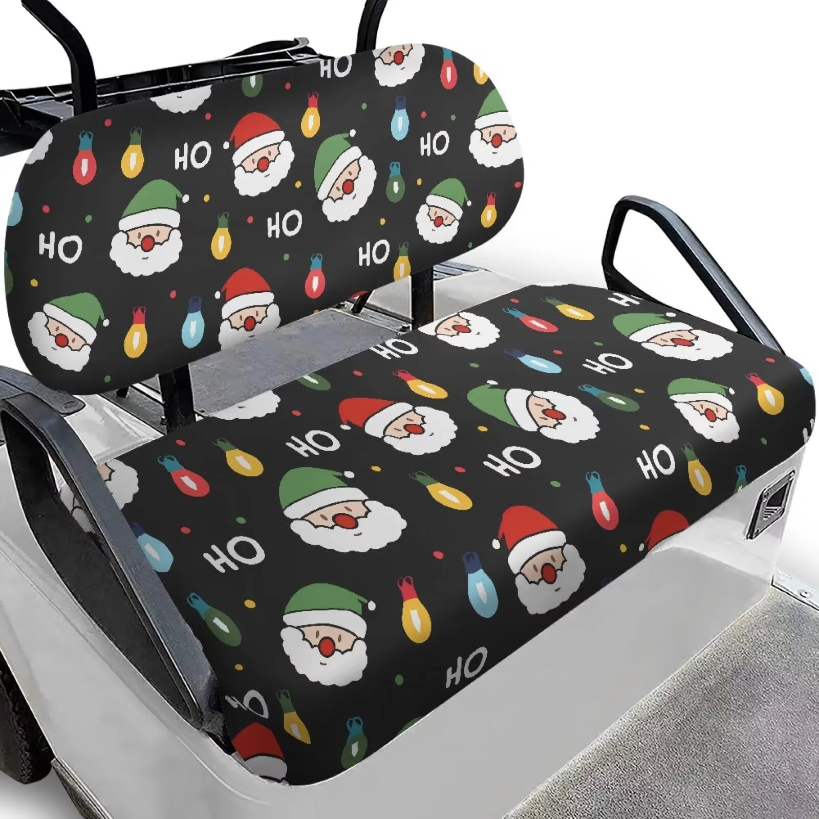 Quidrwyo Santa Colorful Light Golf Cart Seat Covers