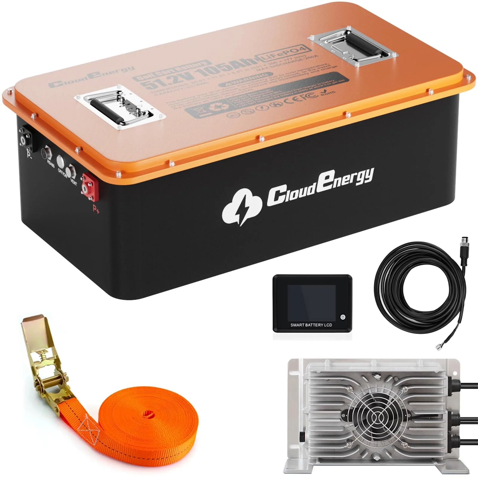 Cloudenergy 51.2V 105Ah Golf Cart Battery with Charger