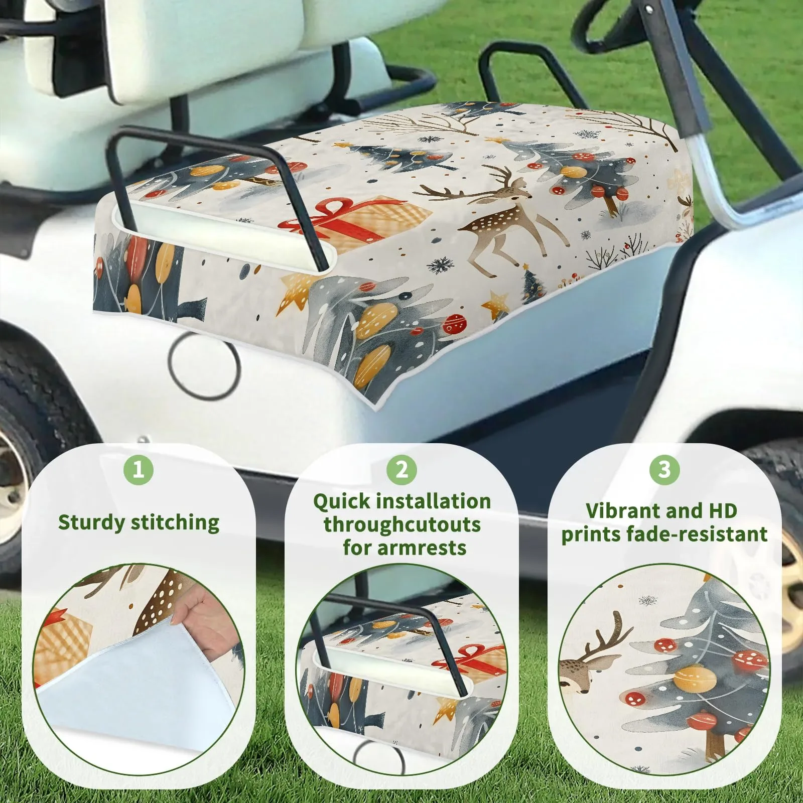 Tiveruda Christmas Reindeer Golf Cart Seat Cover image 3