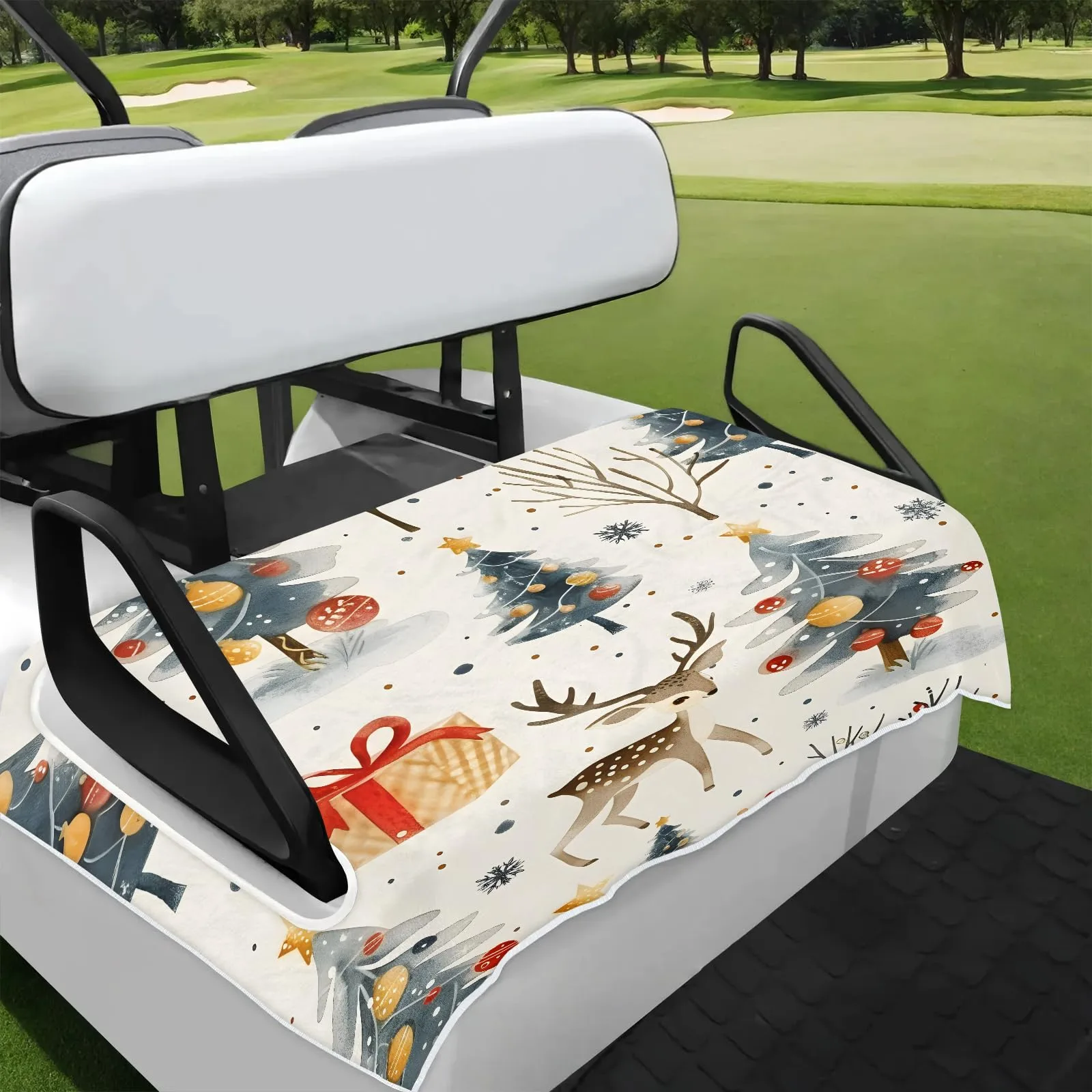 Tiveruda Christmas Reindeer Golf Cart Seat Cover