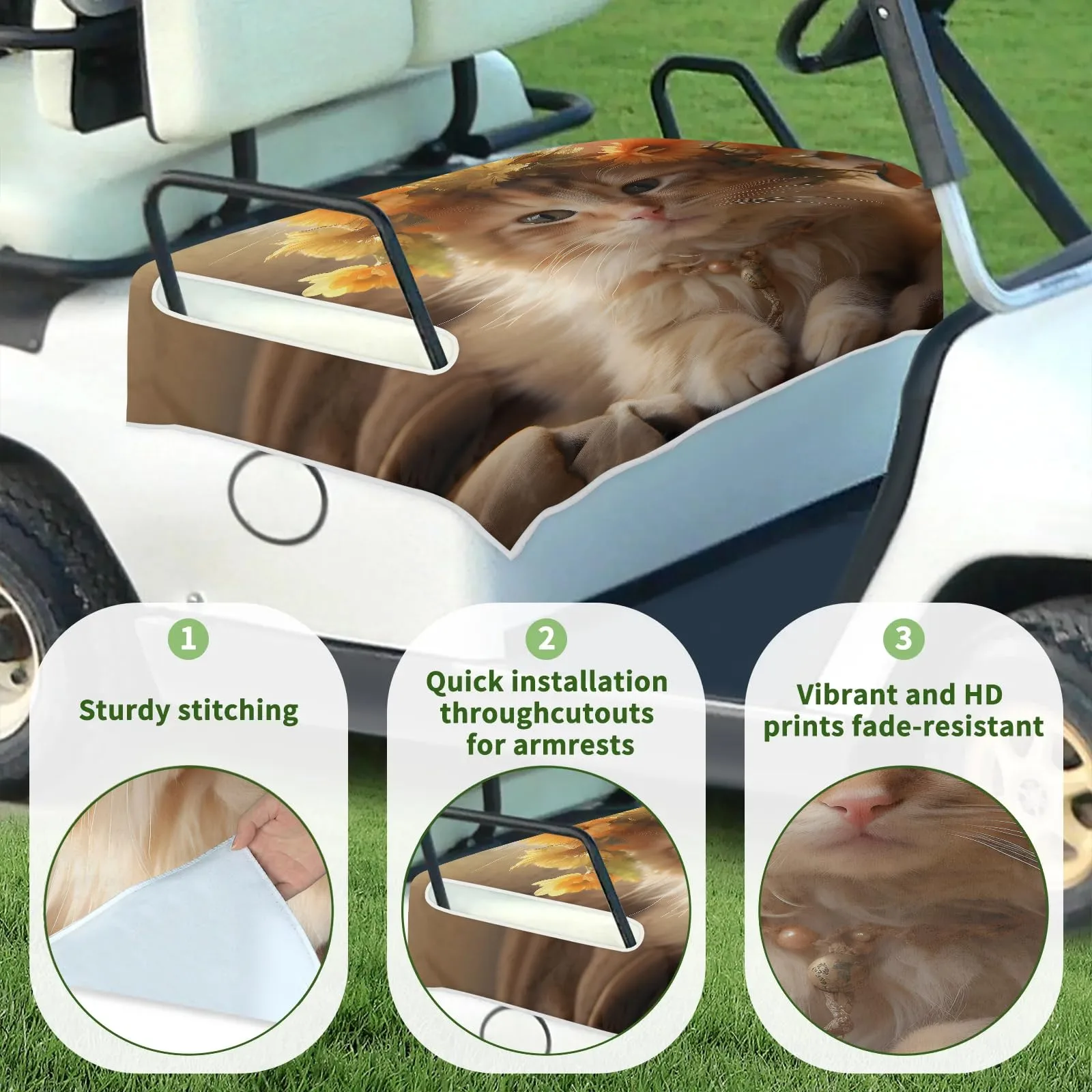 Tiveruda Golf Cart Seat Cover for Double Seats, 51 x 31 in image 3