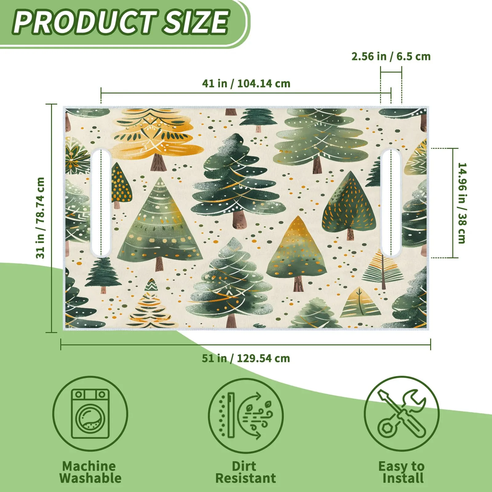 Tiveruda Christmas Tree Golf Cart Seat Cover 51 x 31 Inch image 2