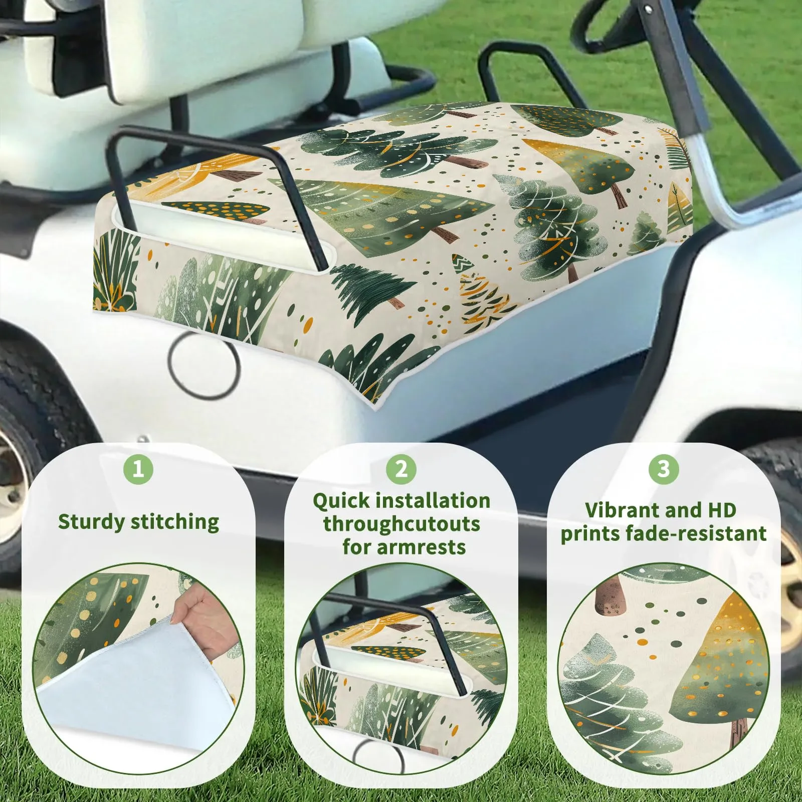 Tiveruda Christmas Tree Golf Cart Seat Cover 51 x 31 Inch image 3