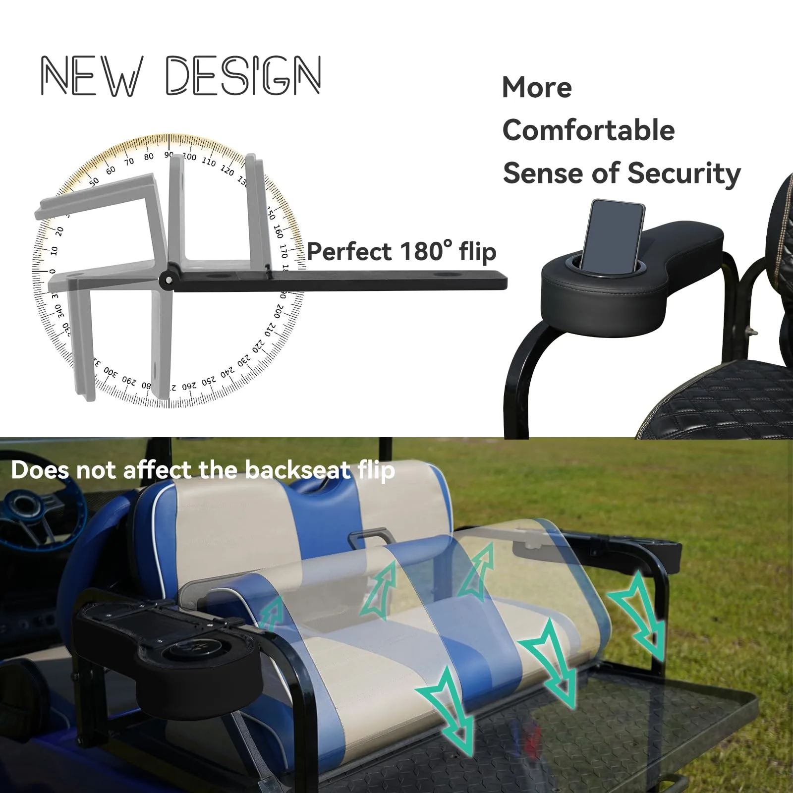 SAMXOMAP Flip Golf Cart Armrests with Cup Holders image 4