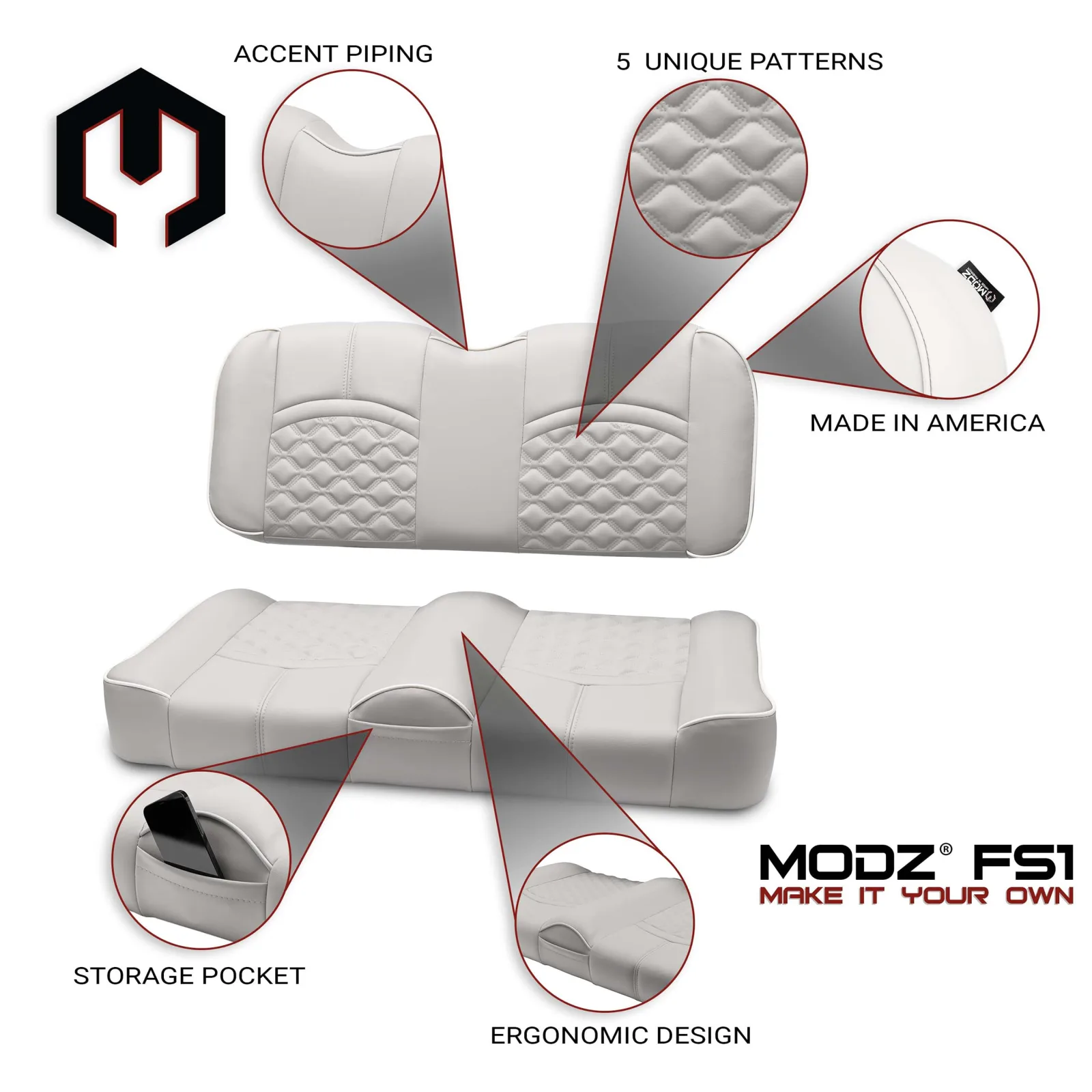 MODZ FS1 Front Seat for Club Car Precedent, Onward & Tempo image 2