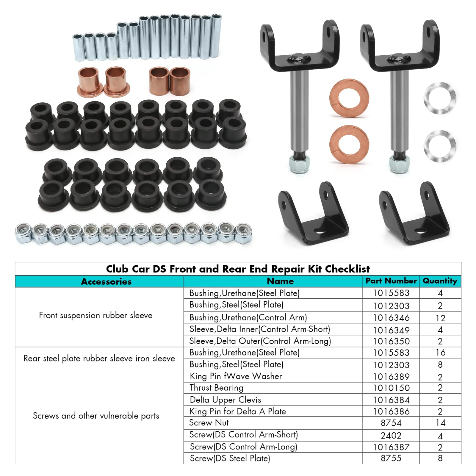 10L0L Front and Rear End Repair Kit for Club Car DS image 4