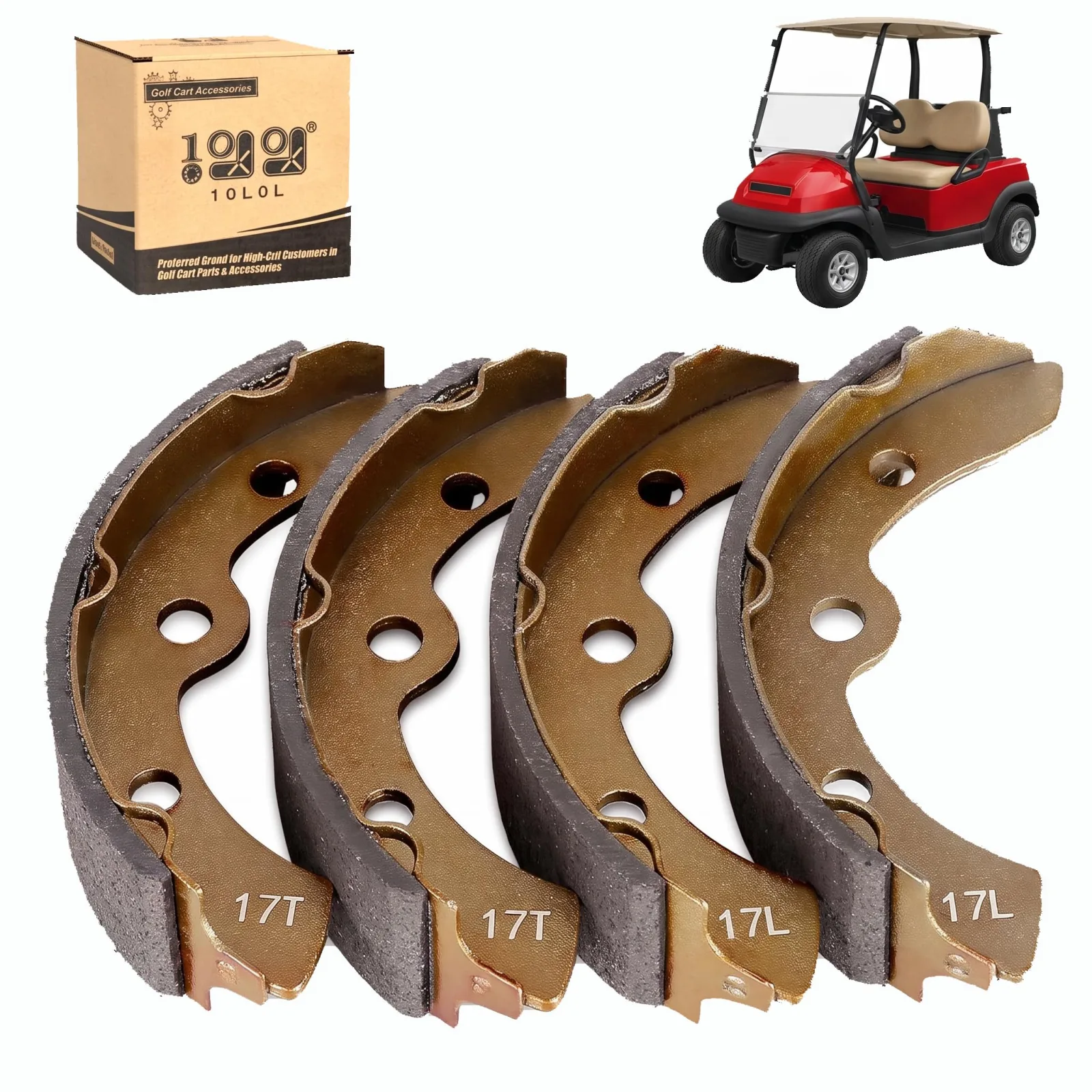 10L0L Golf Cart Brake Shoes for Club Car, E-Z-GO and Yamaha