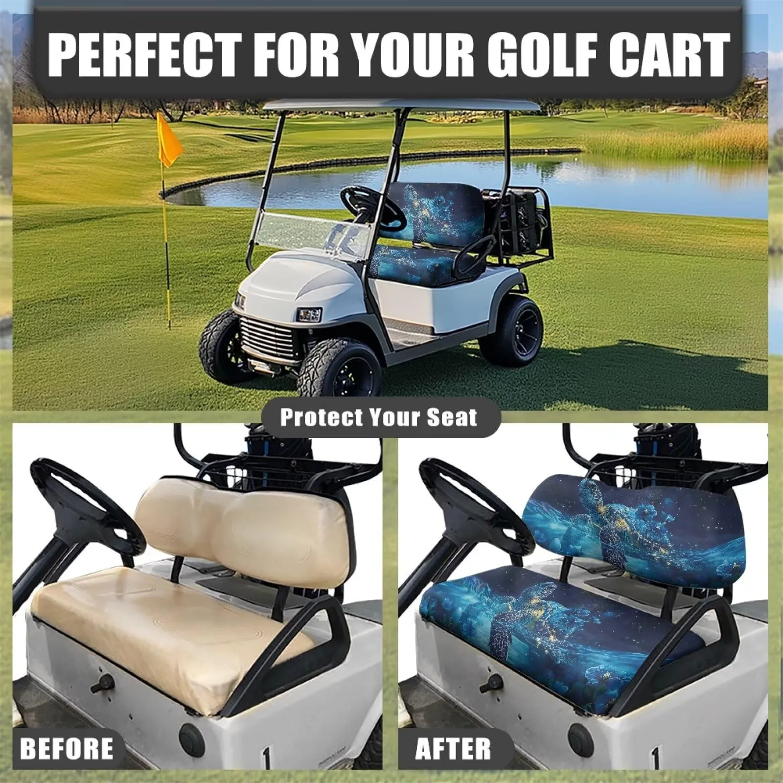 Quidrwyo Floral Sea Turtle Golf Cart Seat Covers image 4