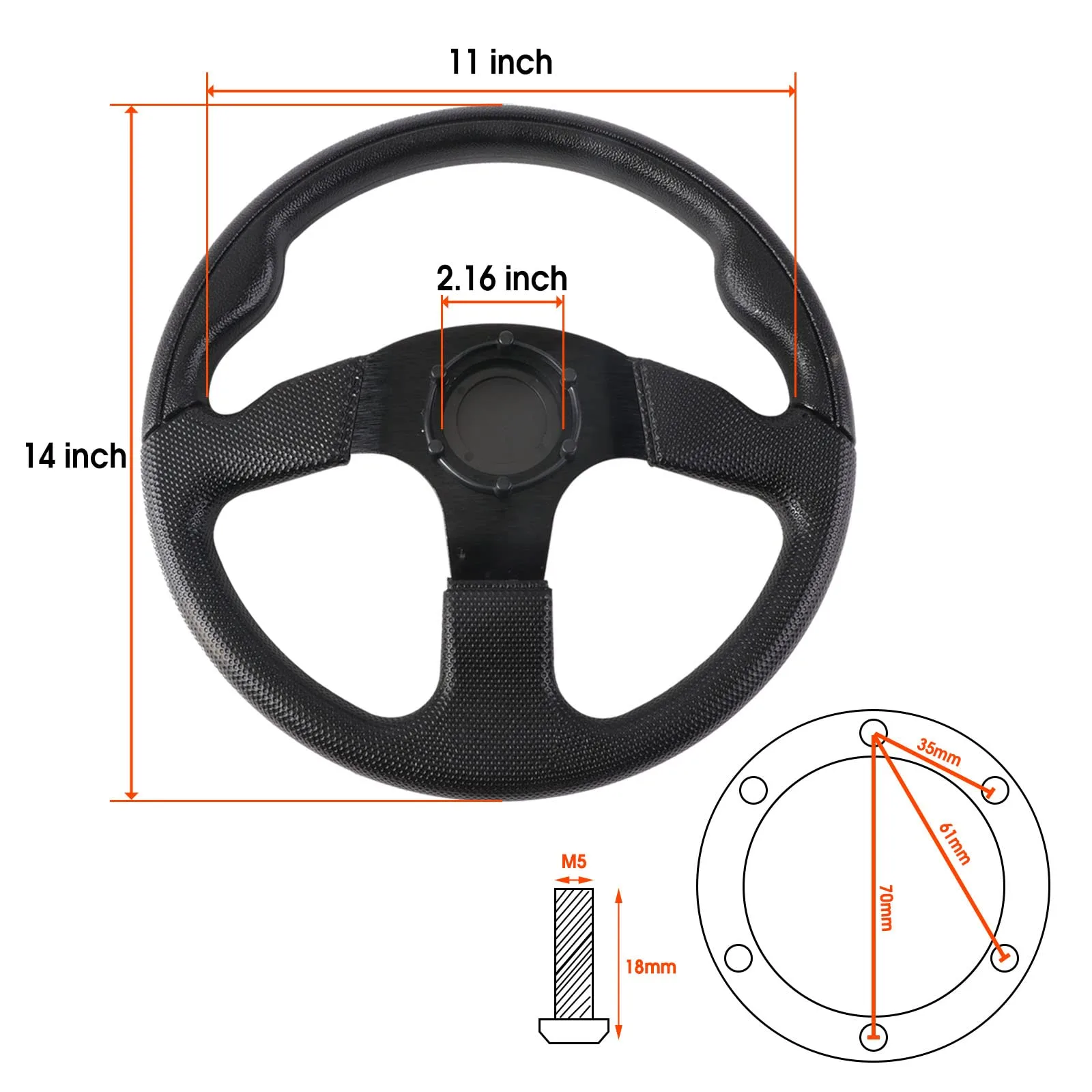 YEHICY 13.8-Inch Golf Cart Steering Wheel 5124-01 image 4