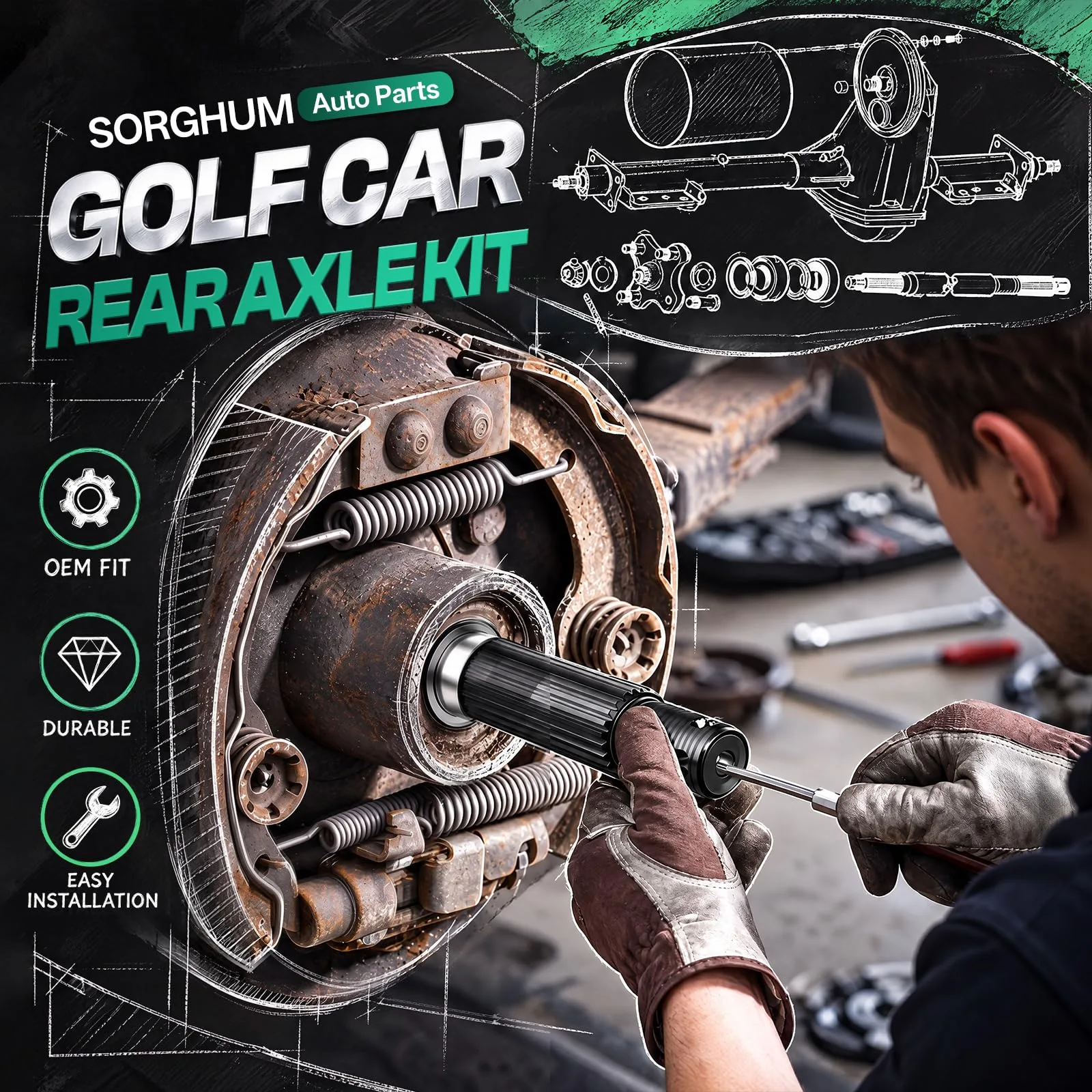 SORGHUM Rear Axle Kit for E-Z-GO TXT Medalist Electric image 4