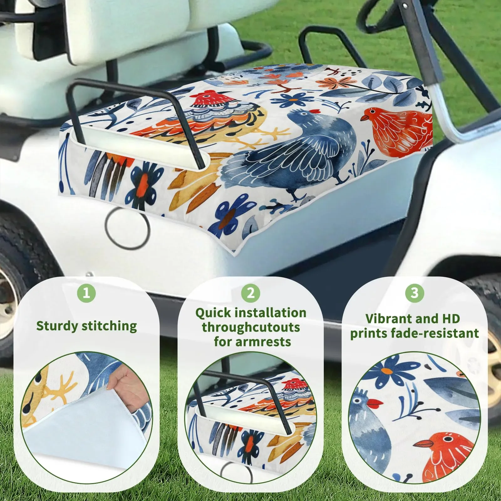 Tiveruda Golf Cart Seat Cover for Double Seats, 51 x 31 in image 3