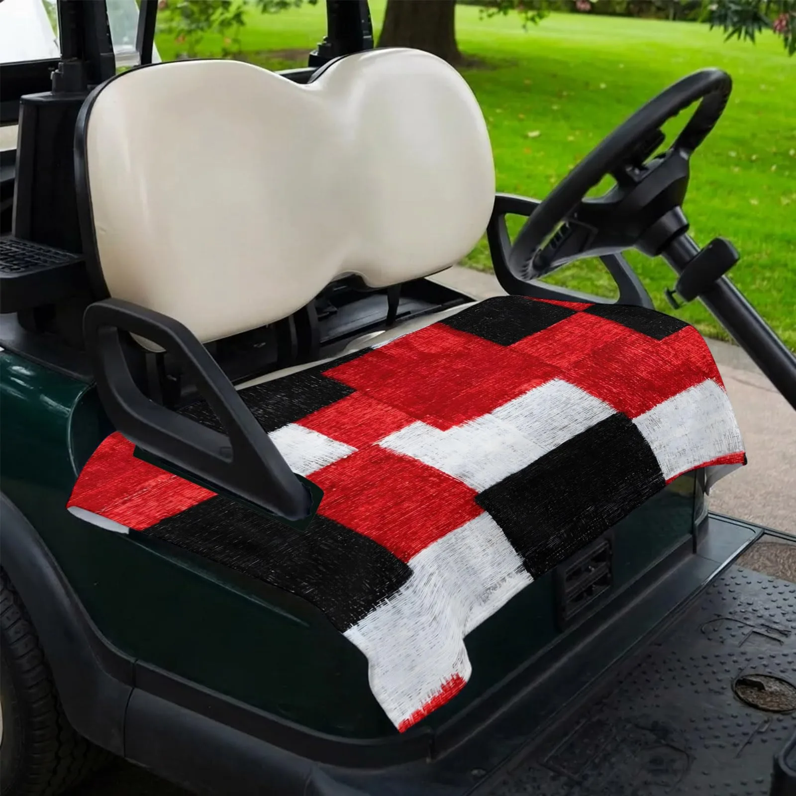 DecorLovee Golf Cart Seat Cover 51 x 31 in Red Black image 2