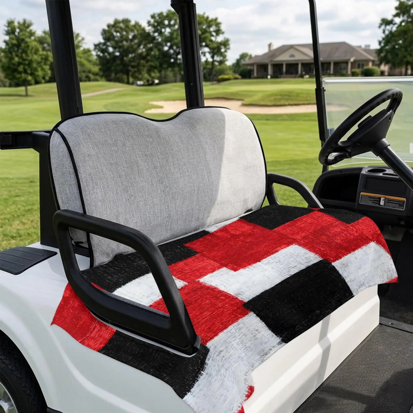 DecorLovee Golf Cart Seat Cover 51 x 31 in Red Black image 4