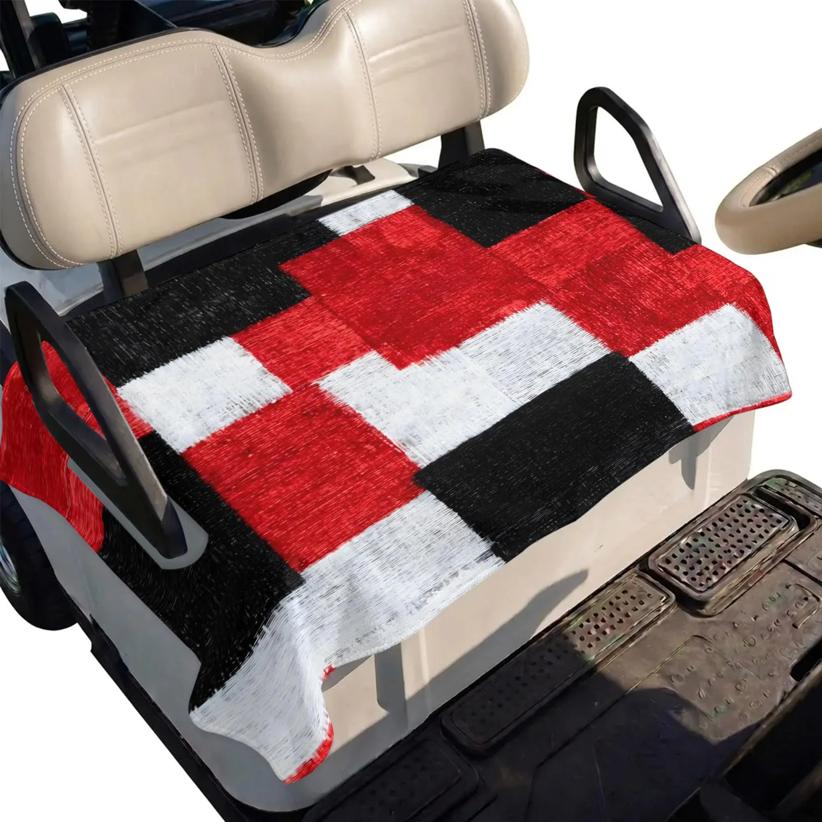 DecorLovee Golf Cart Seat Cover 51 x 31 in Red Black